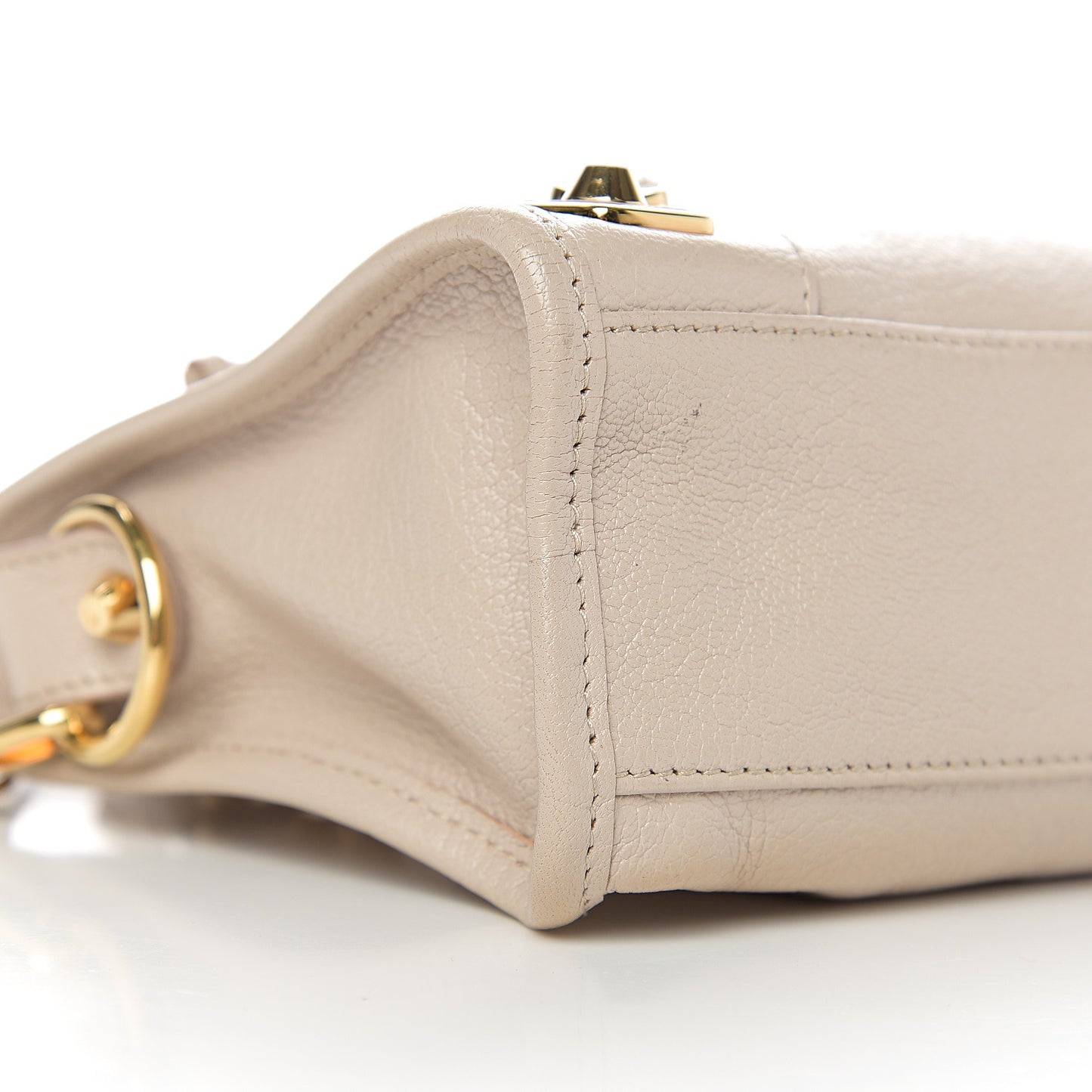 Chevre Gold Metallic Edge Hardware Mini City Beige Praline