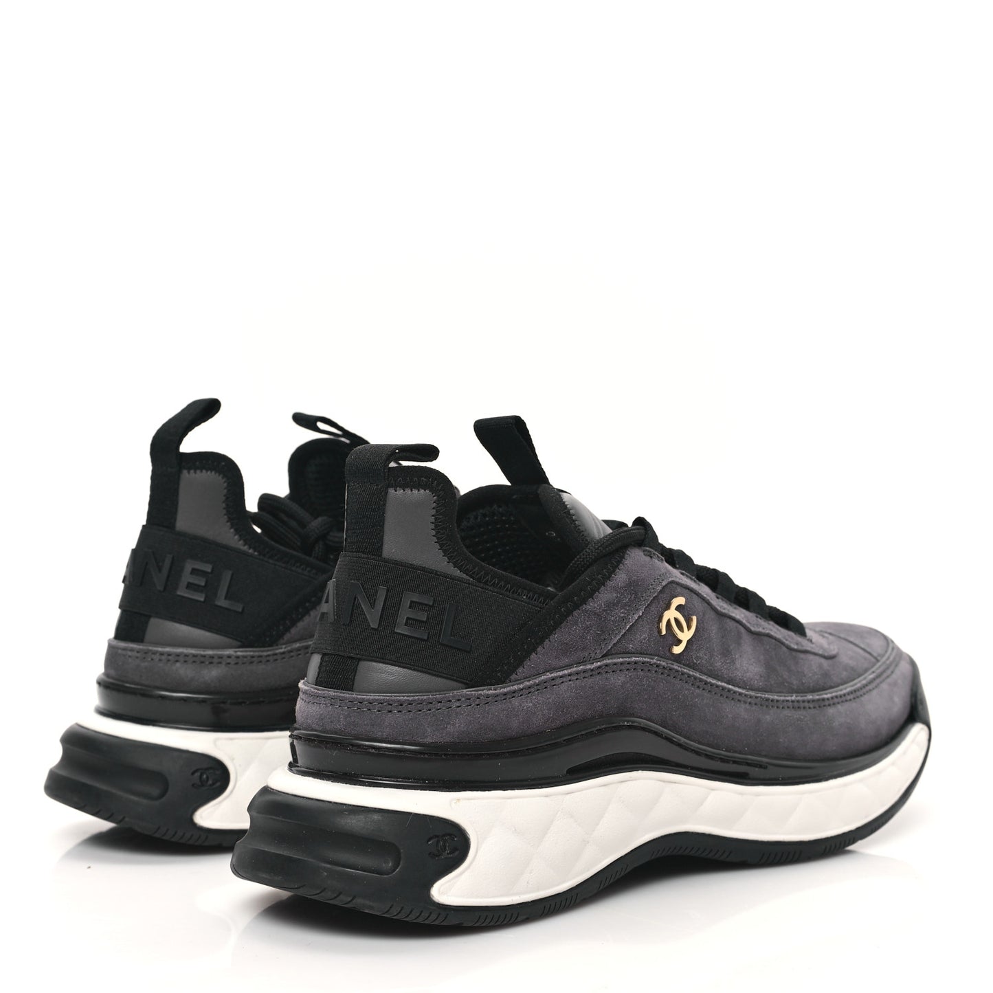 Suede Calfskin Nylon Grosgrain CC Sneakers 40 Grey