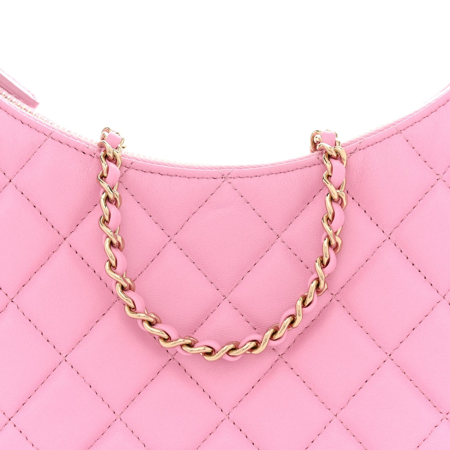 Lambskin Quilted Small Hobo Bag Pink