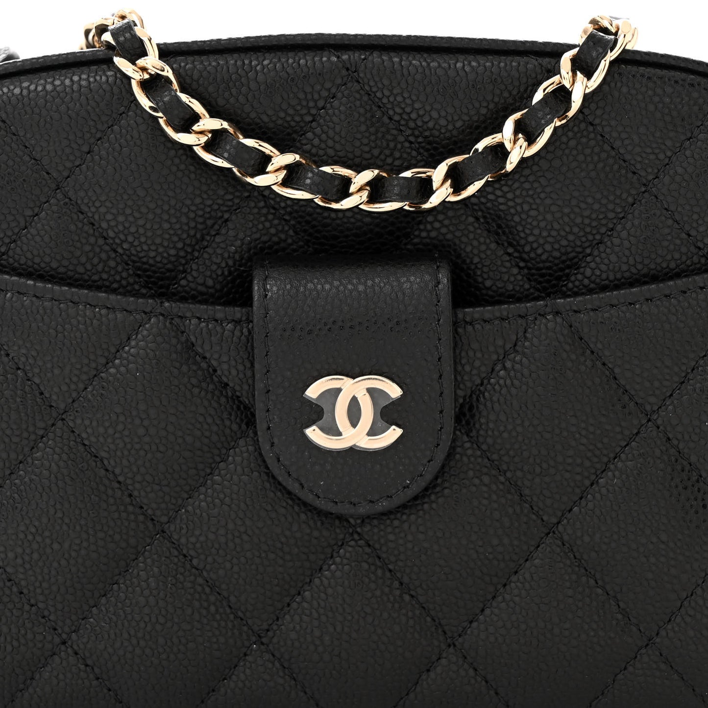 Caviar Quilted Chain Camera Bag Black
