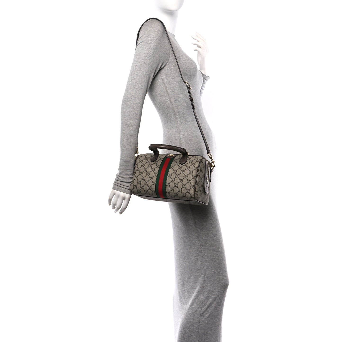 GG Supreme Monogram Web Small Ophidia Top Handle Bag Beige Ebony