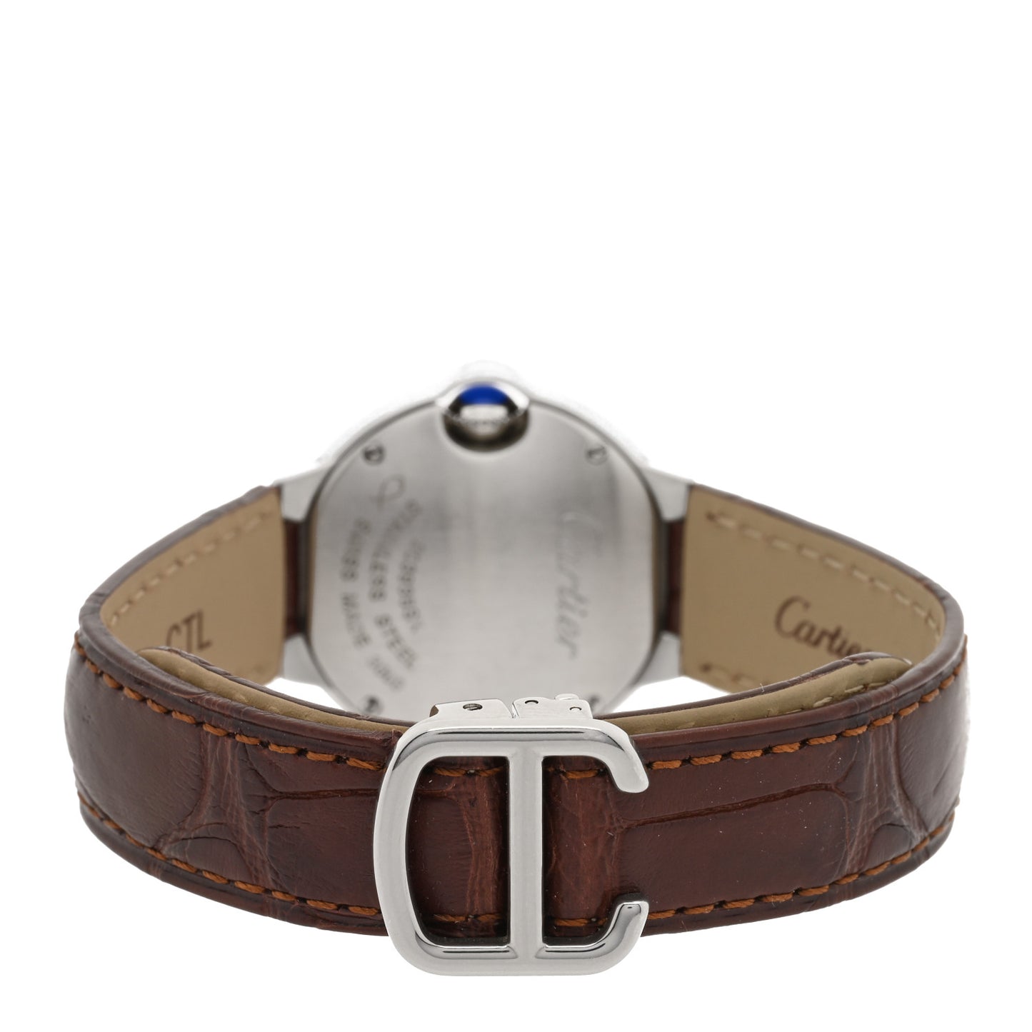 Stainless Steel Alligator 28mm Ballon Bleu De Cartier Quartz Watch Brown