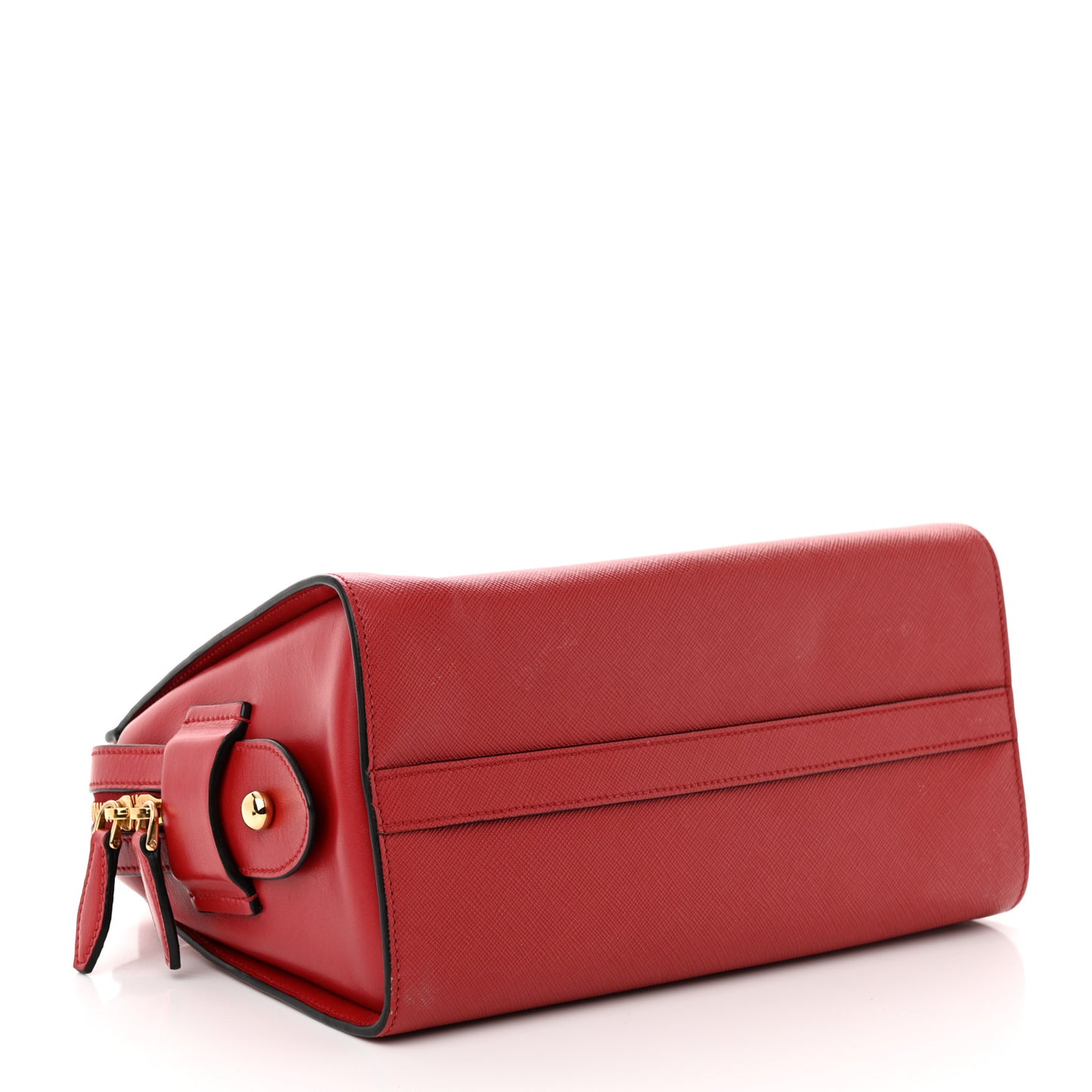 Saffiano Soft Calfskin Double Handle Satchel Fuoco