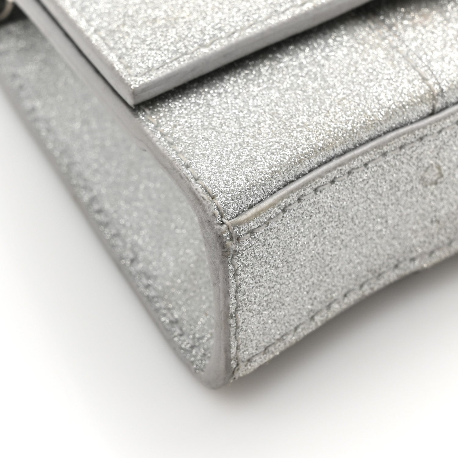 Balenciaga Sparkling Fabric XS Hourglass Wallet On Chain Silver 15 of 17