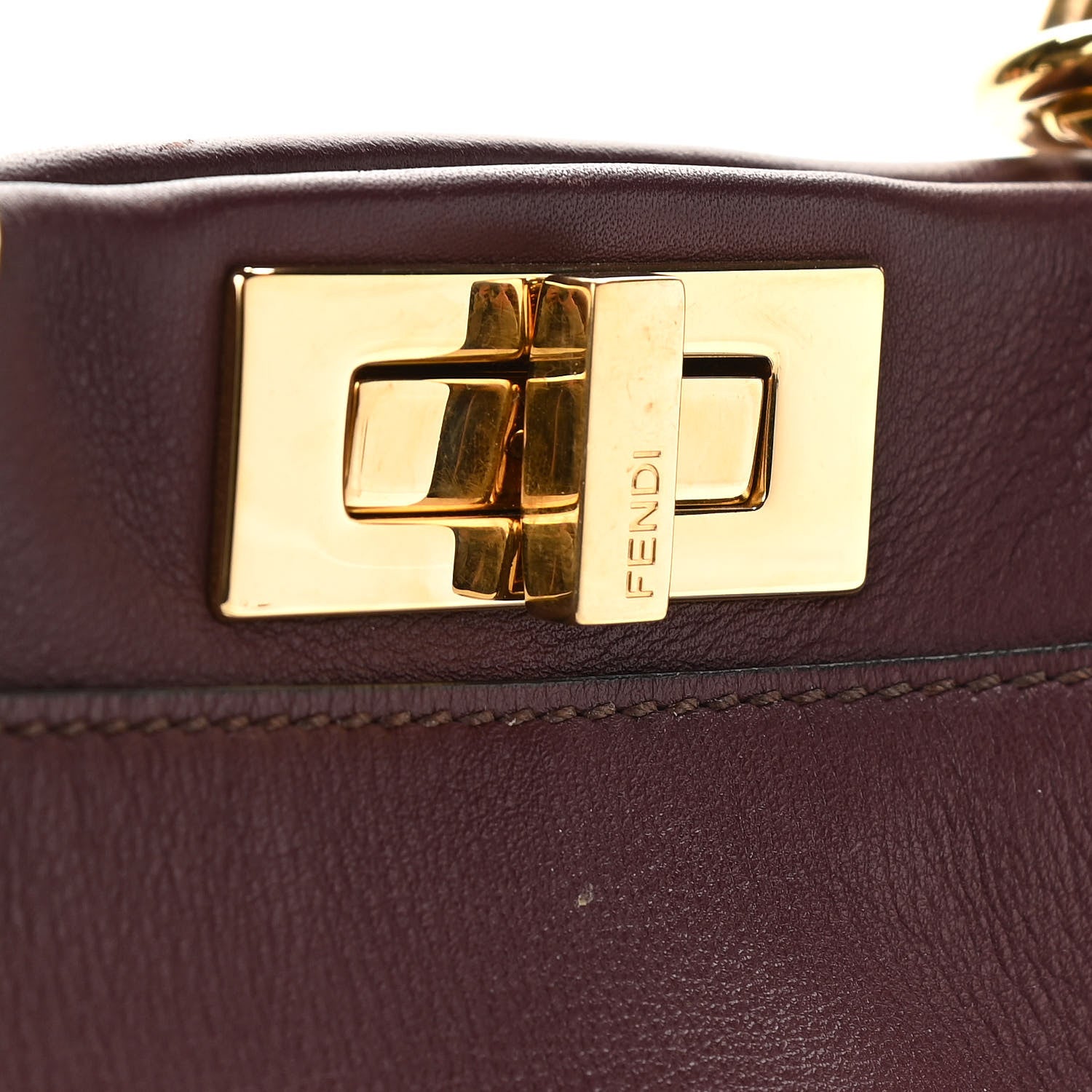 Fendi Vitello Seta Waves Bi-Color Medium Peekaboo Iconic Satchel Bordeaux Latte 12 of 12