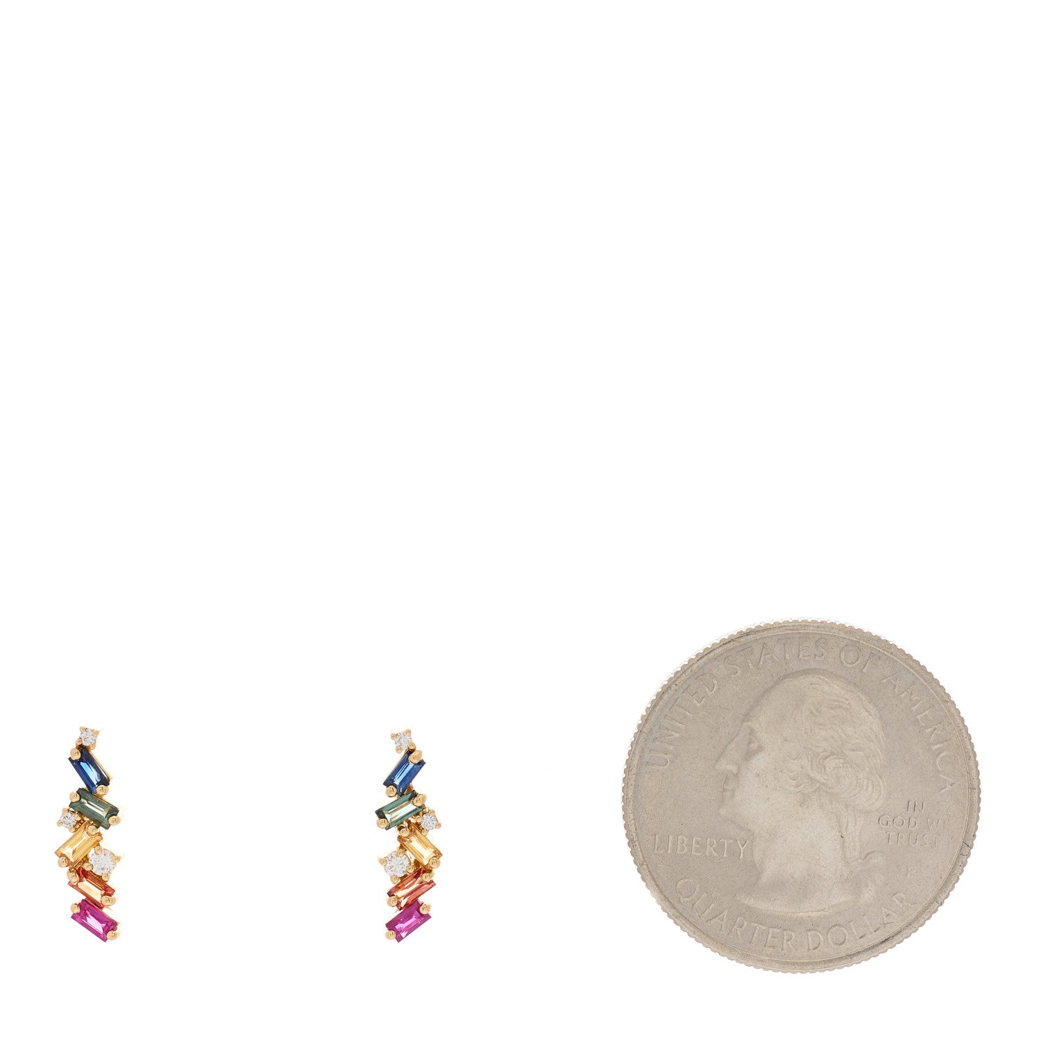 Suzanne Kalan 18K Yellow Gold Diamond Sapphire Ruby Frenzy Rainbow Stud Earrings 2 of 5