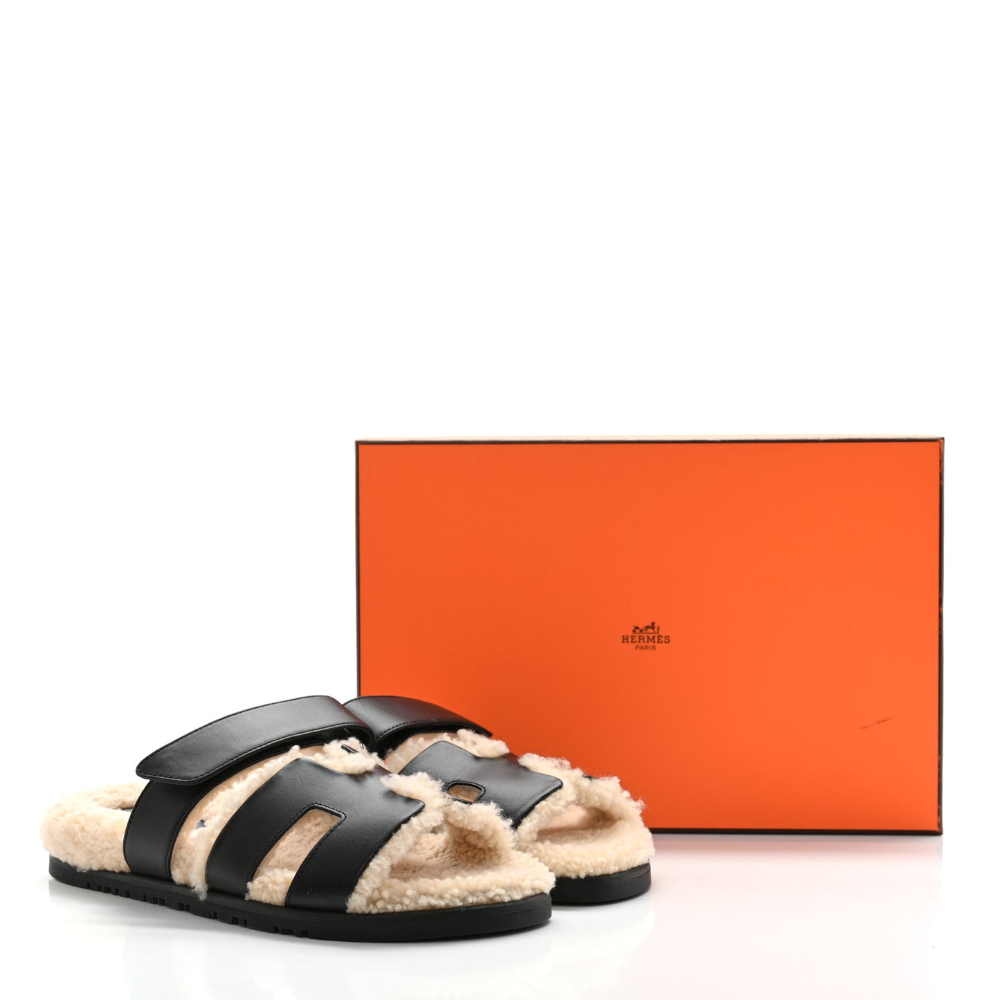 Calfskin Woolskin Womens Chypre Sandals 37 Black Ecru