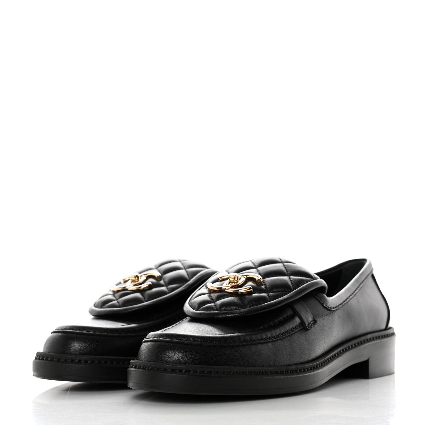 Lambskin Quilted CC Turnlock Loafers 37.5 Black