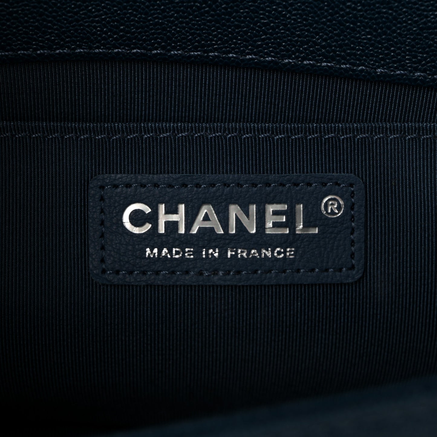Caviar Quilted Medium Boy Flap Dark Blue