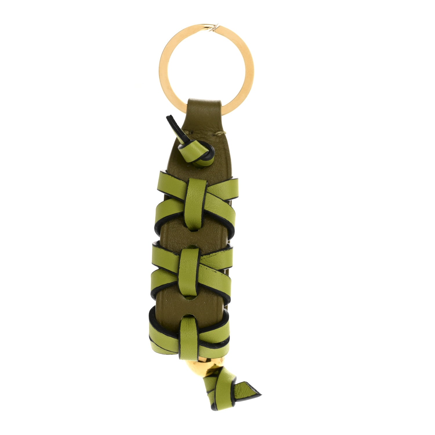 小物 LOEWE BRAIDED KEYRING Loewe Calfskin Braided Bag Charm Olive Dark Khaki 1748634