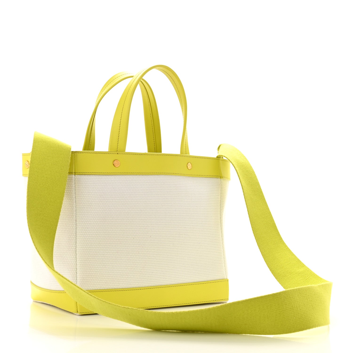 Tom Ford Canvas Calfskin Mini Logo Tote White Yellow 3 of 9