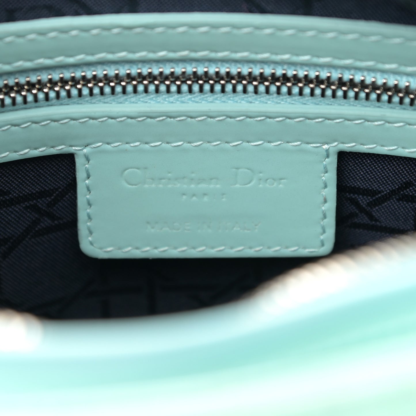 Patent Cannage Medium Lady Dior Light Blue