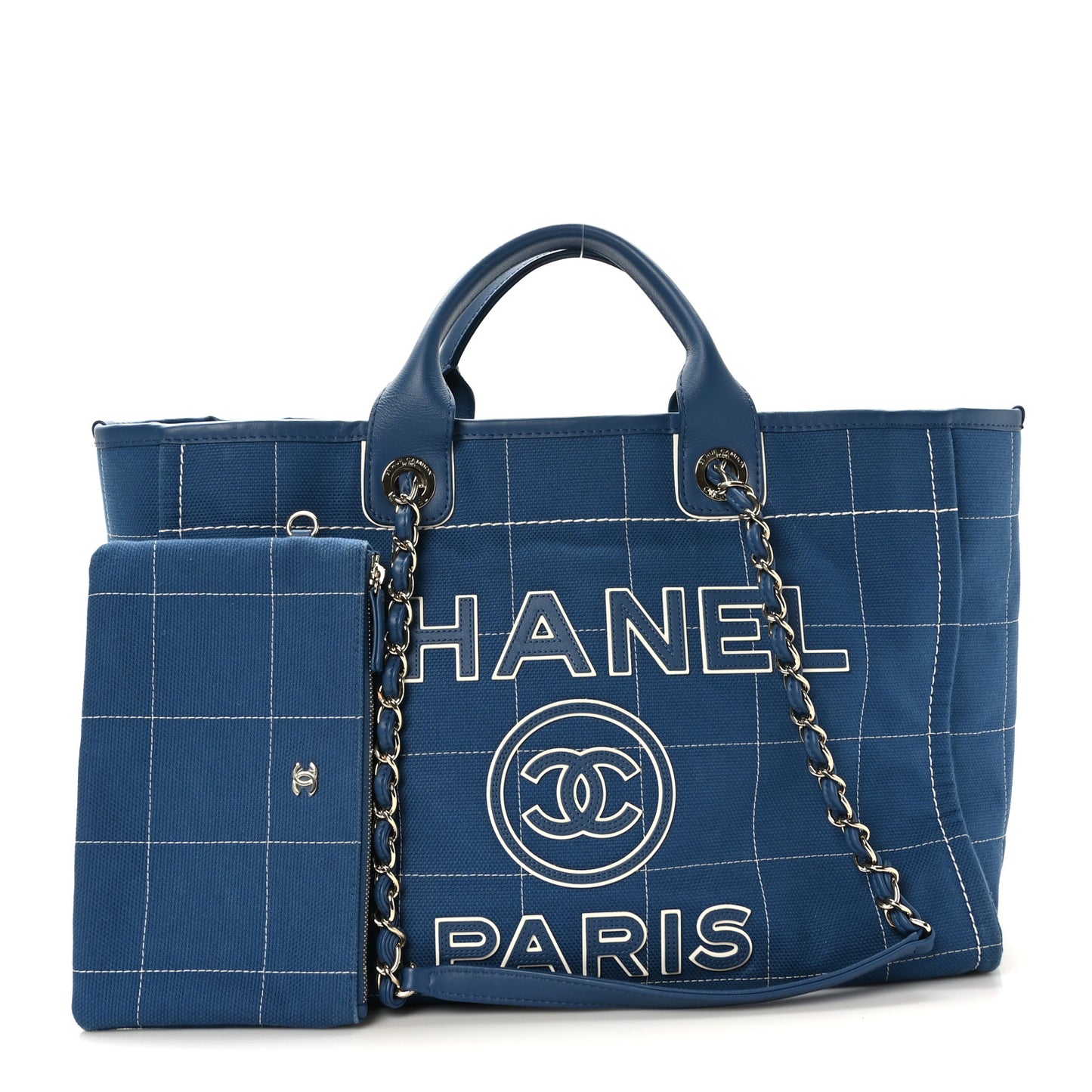 Cotton Medium Deauville Tote Blue White