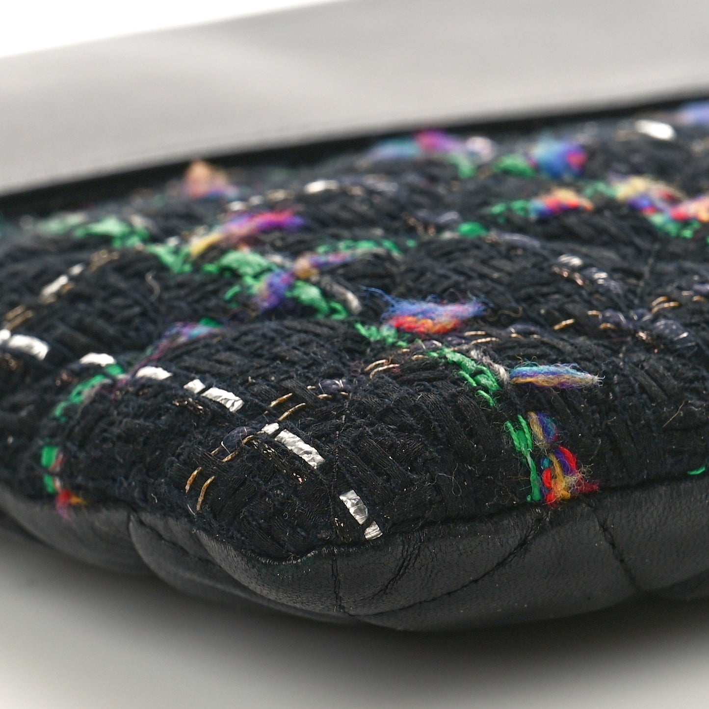 Lambskin Tweed Quilted Medium Flap Cosmetic Case Multicolor Black