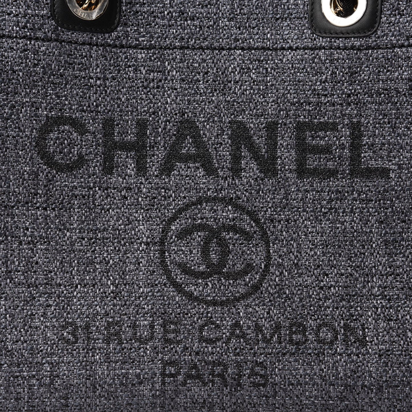 Woven Straw Raffia Small Deauville Tote Charcoal