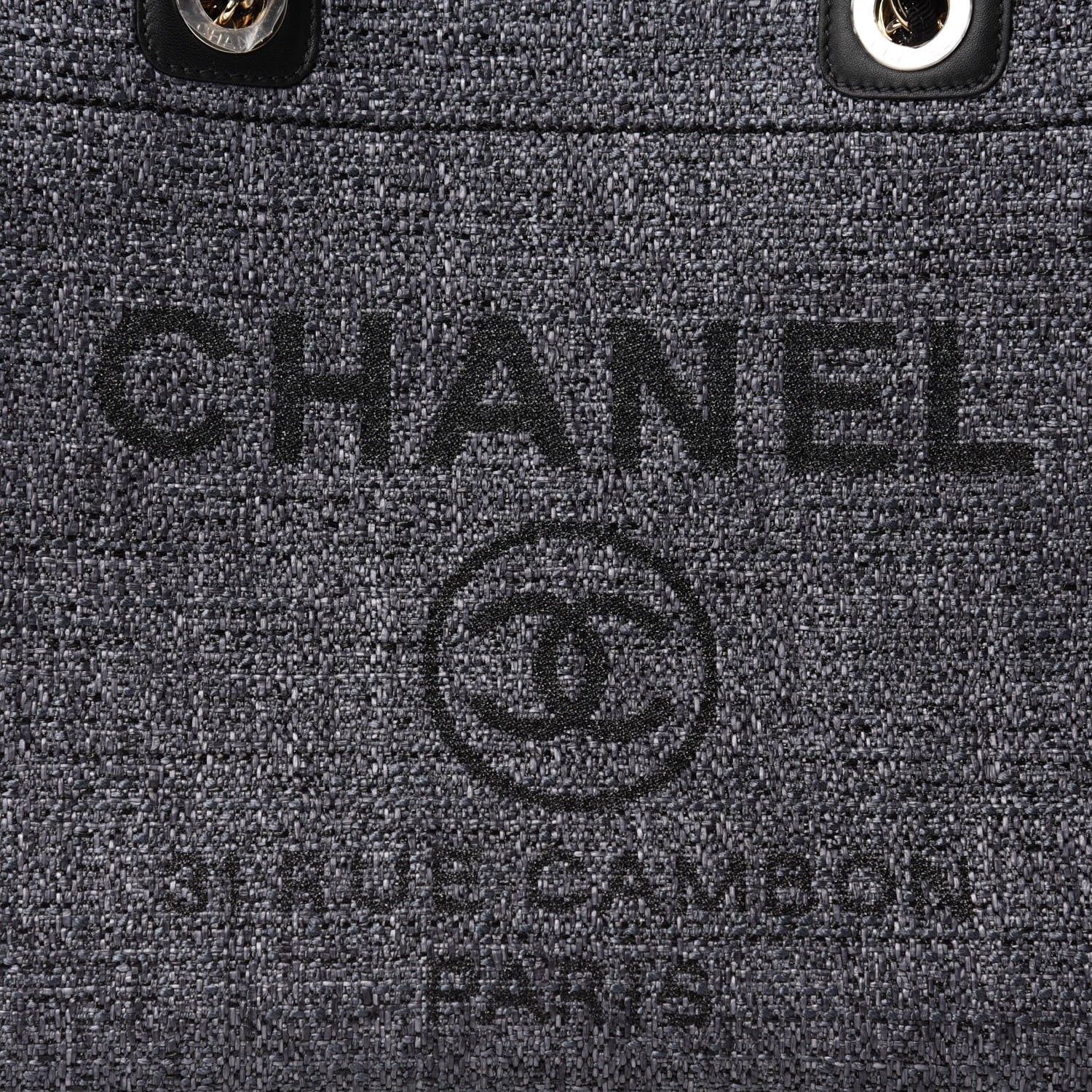 Chanel Woven Straw Raffia Small Deauville Tote Charcoal 10 of 11