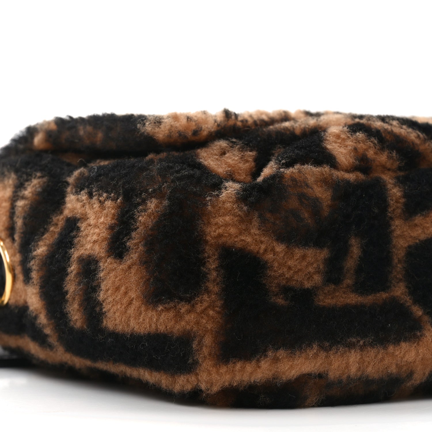 Fendi Shearling Vitello Dolce Macro FF 1974 Baguette Tobacco Black 9 of 11