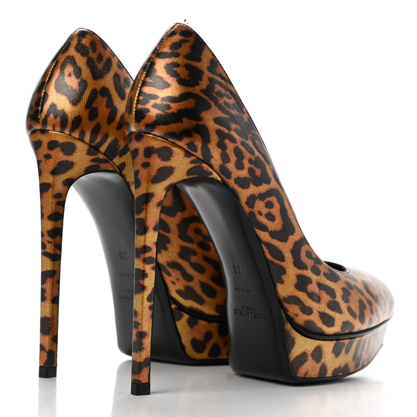 Leopard Lame Double Cat Janis 105 Pumps 38
