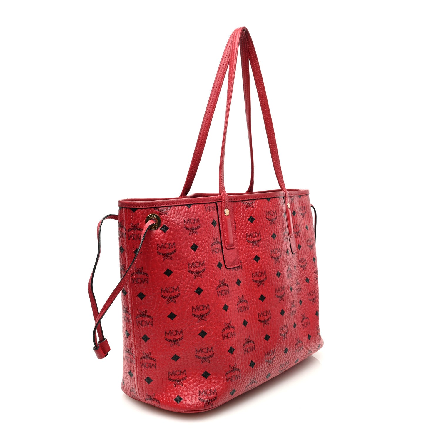 MCM Visetos Medium Liz Reversible Shopper Tote Ruby Red 5 of 22