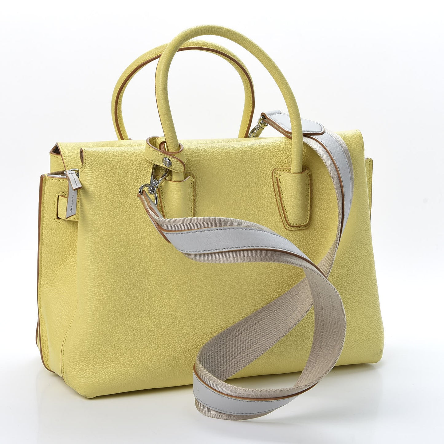 Grained Calfskin Medium Milla Tote Custard Yellow