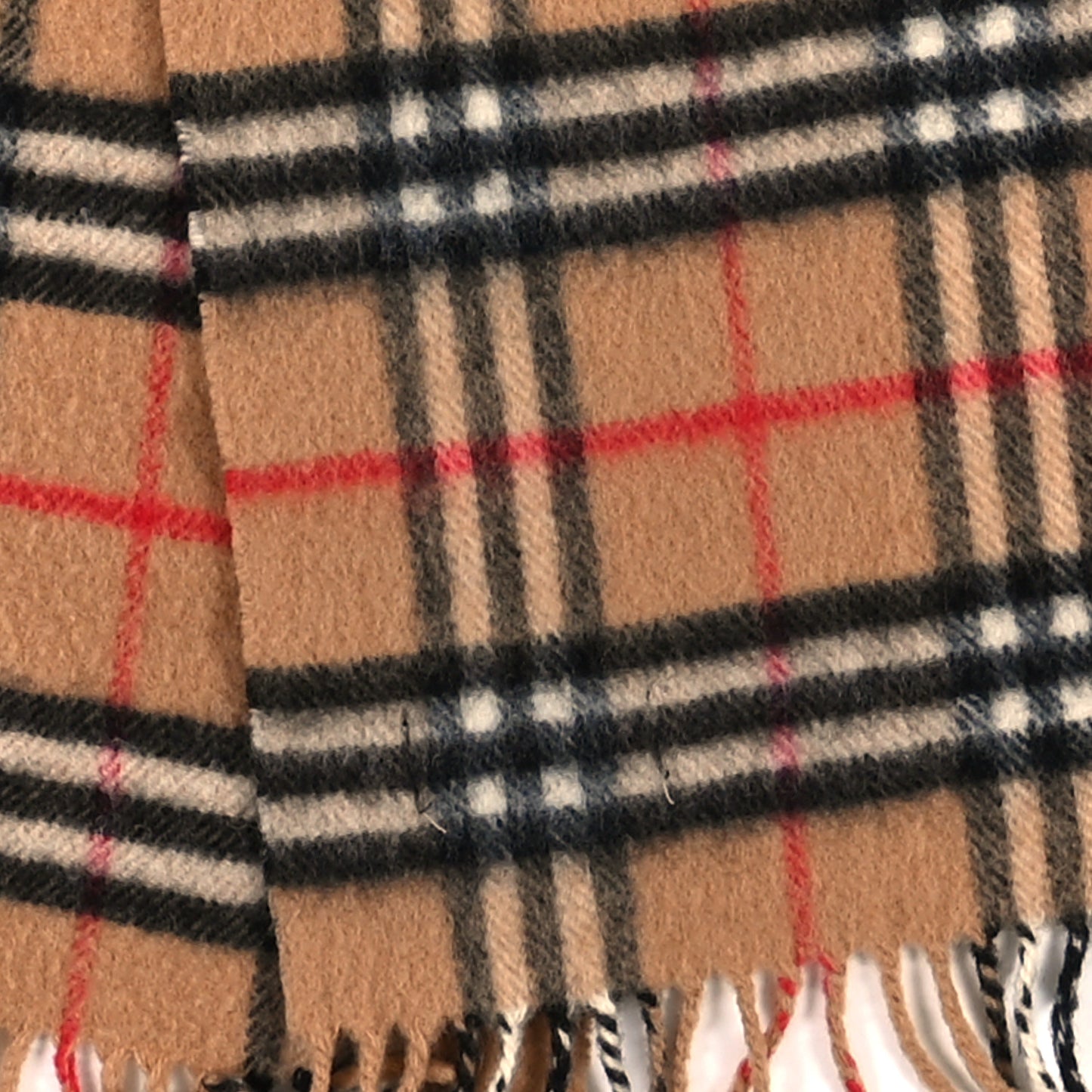 Lambswool Check Fringe Scarf Camel