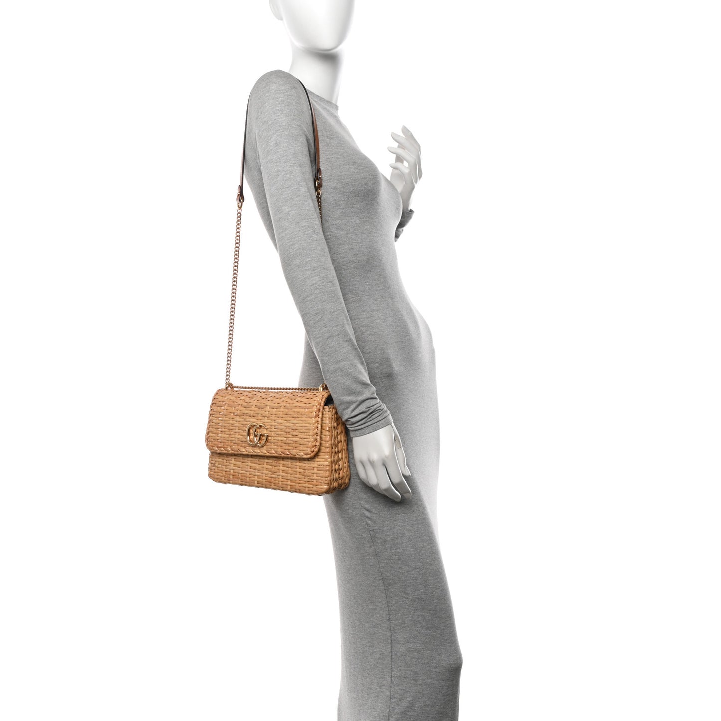 Glazed Wicker Small Cestino Shoulder Bag Natural