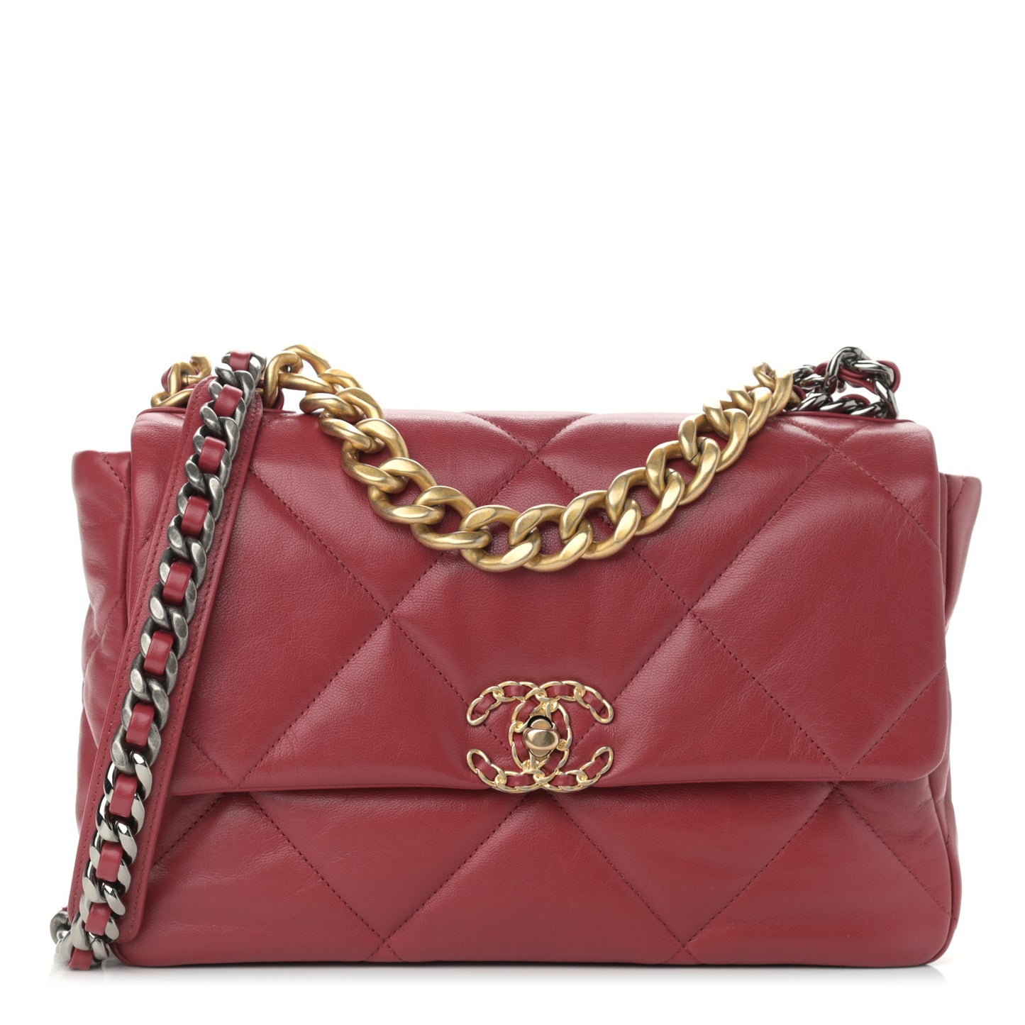 Goatskin Quilted Large Chanel 19 Flap Red