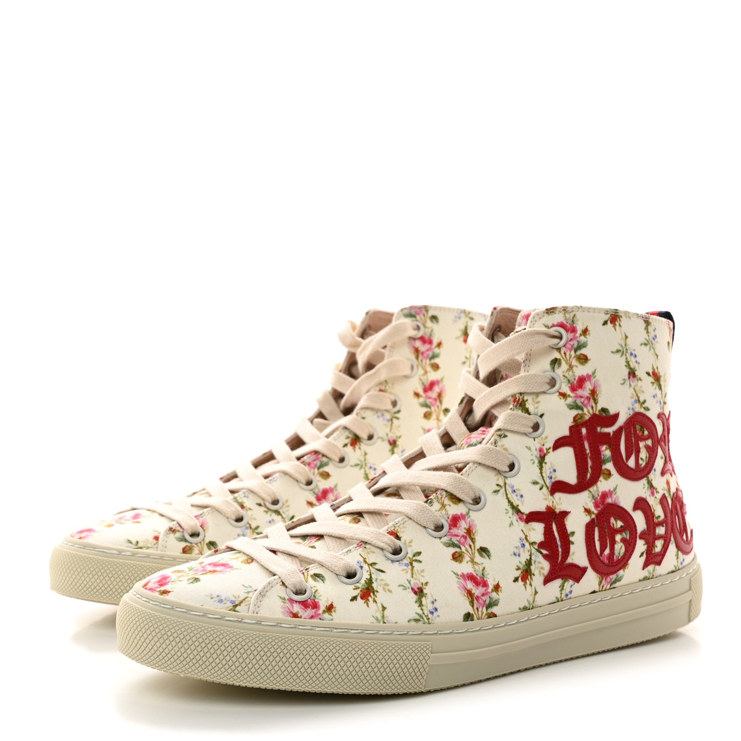 Canvas Romantic Print Major Blind For Love High Top Sneakers 38.5 Ivory