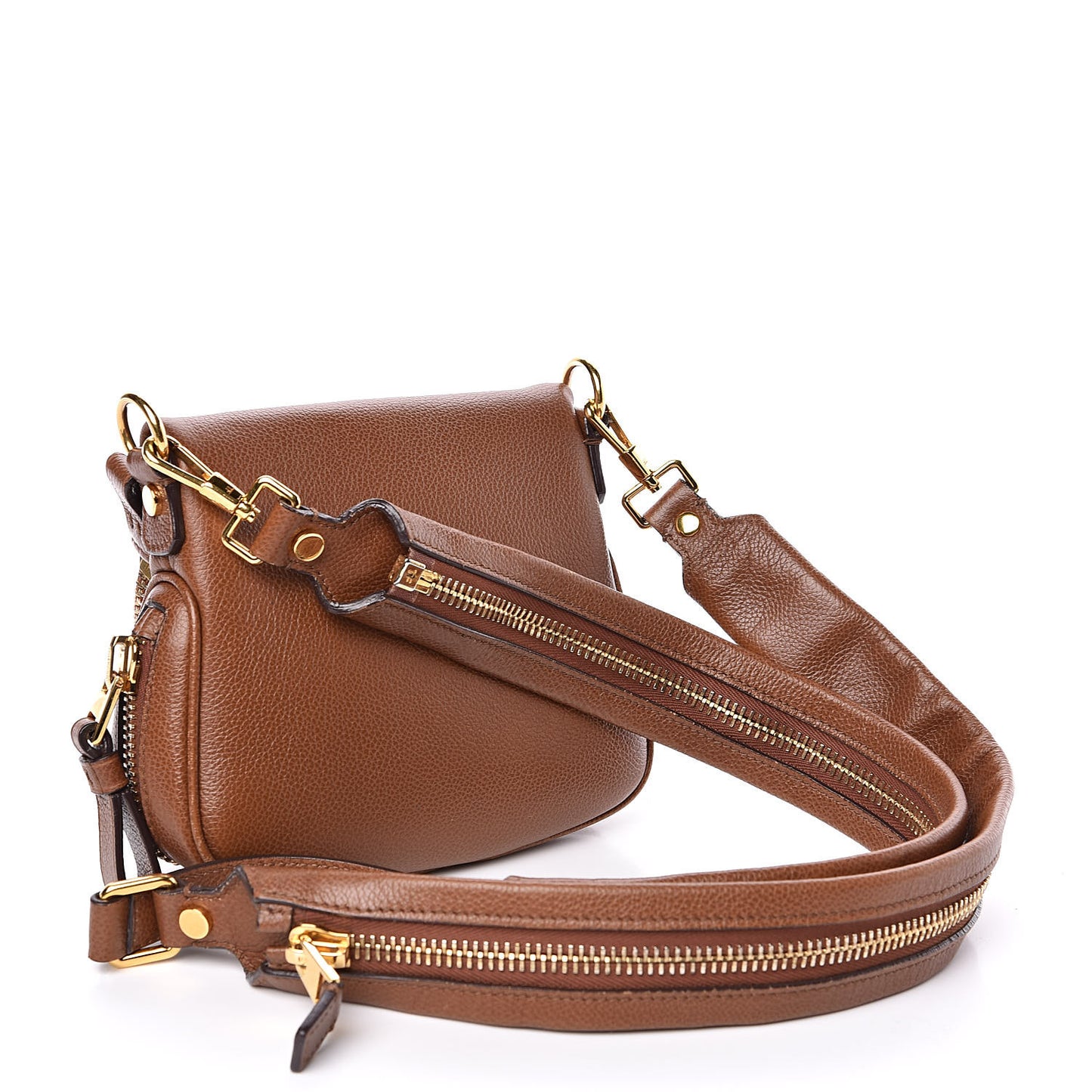 Pebbled Calfskin Mini Jennifer Crossbody Bag Caramel
