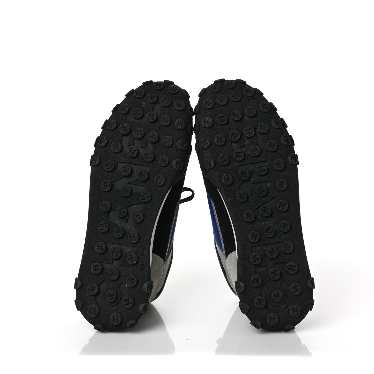 Nylon Calfskin CC Sneakers 39 Blue Black Grey