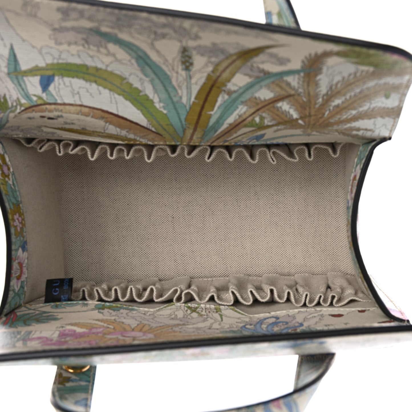 New Shangai Calfskin Tiger Savanah Mini Horsebit 1955 Foldover Top Handle Bag Chalky White Multicolor