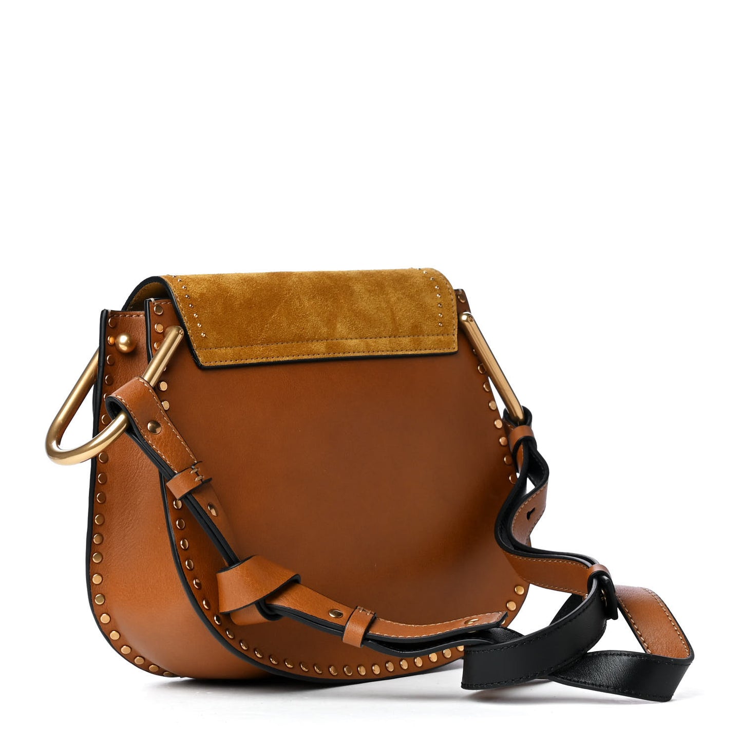 Suede Calfskin Small Hudson Shoulder Bag Caramel