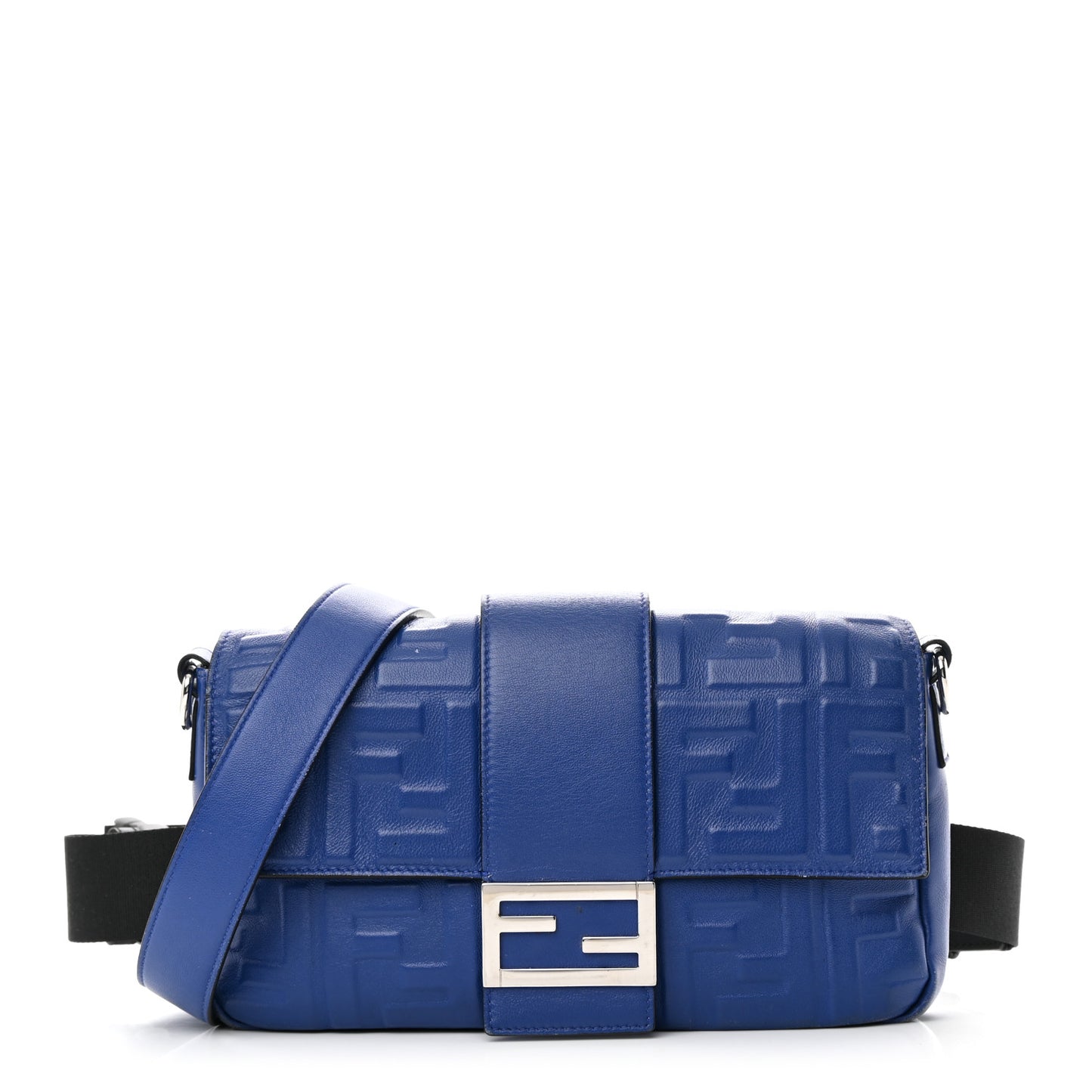Nappa FF 1974 Embossed Belt Baguette Bag Blue Neon
