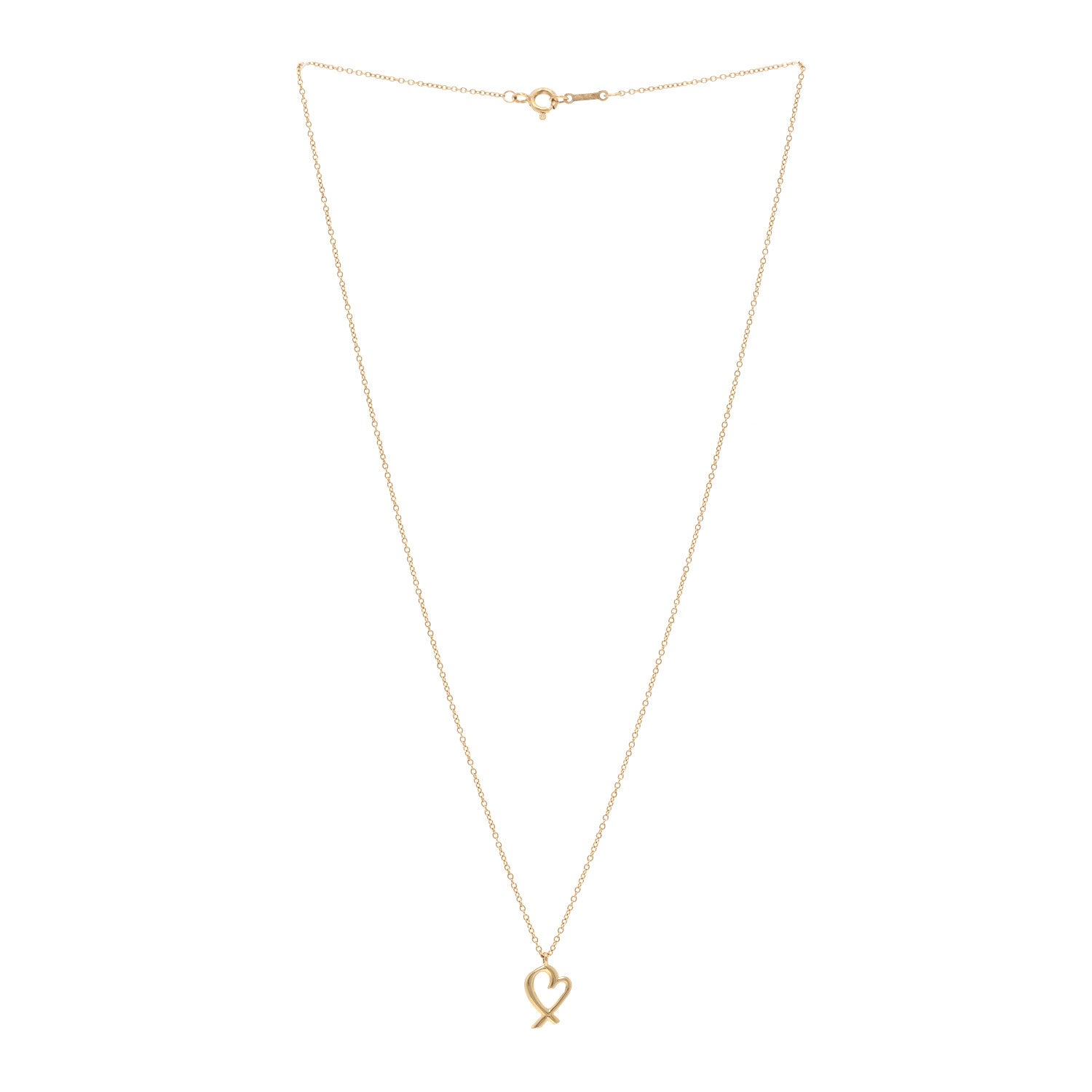 Tiffany 18K Yellow Gold Mini Paloma Picasso Loving Heart Drop Pendant Necklace 3 of 4