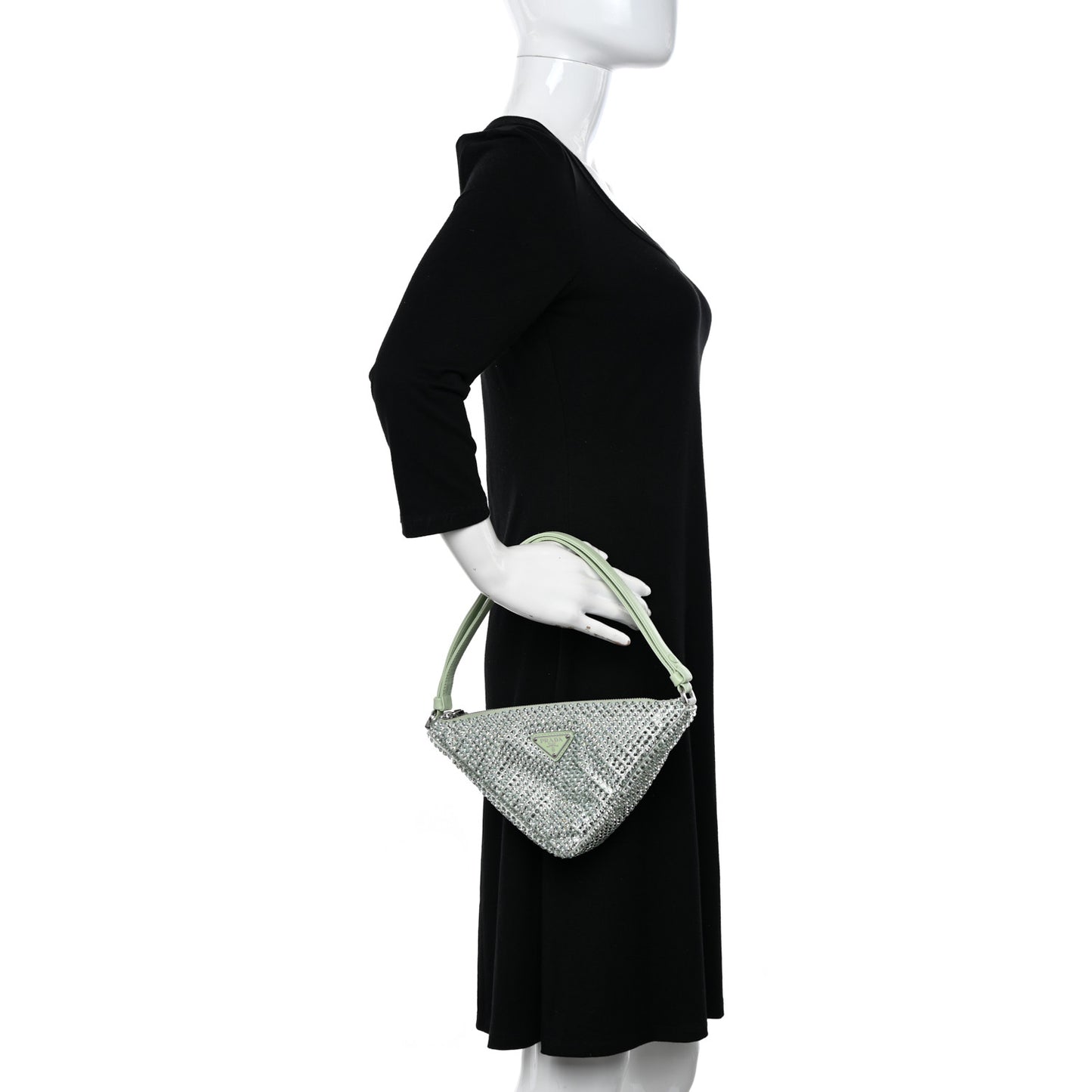 Satin Crystal Triangle Pouch Acqua