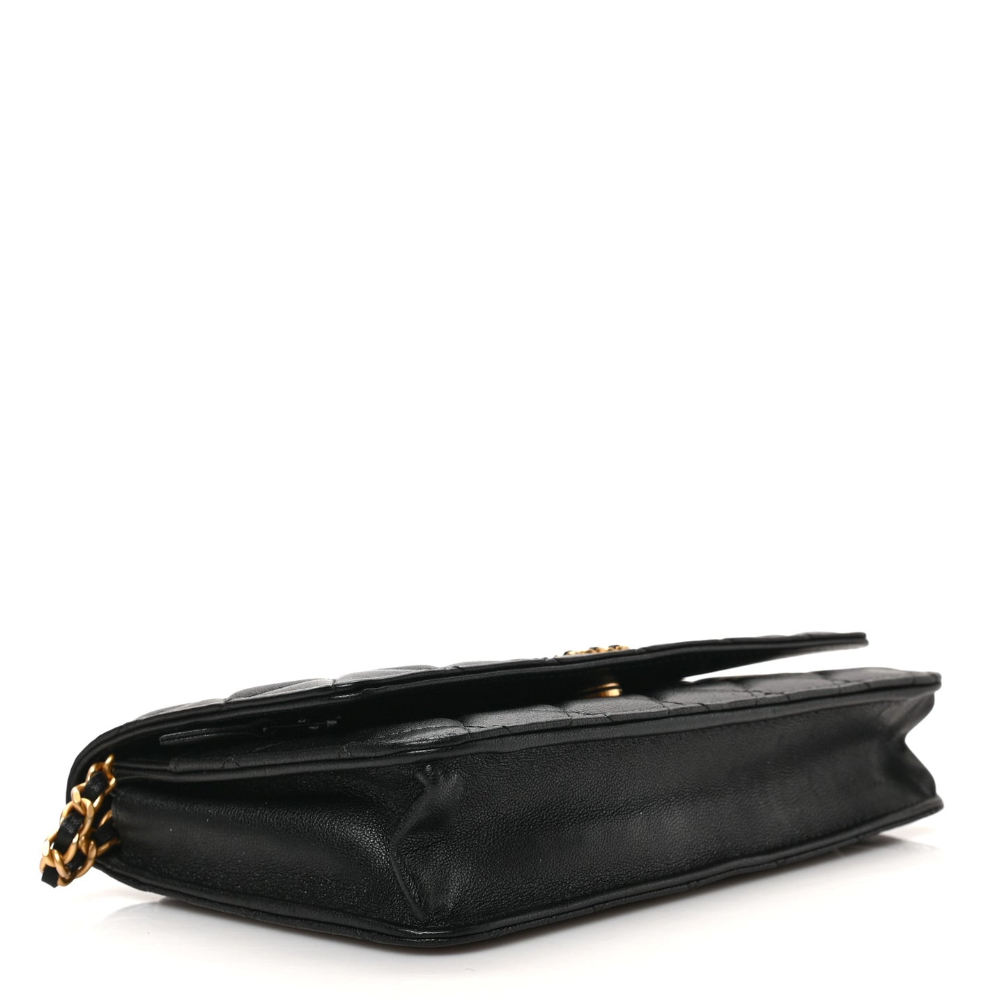 Lambskin Quilted Infinity Wallet On Chain WOC Black