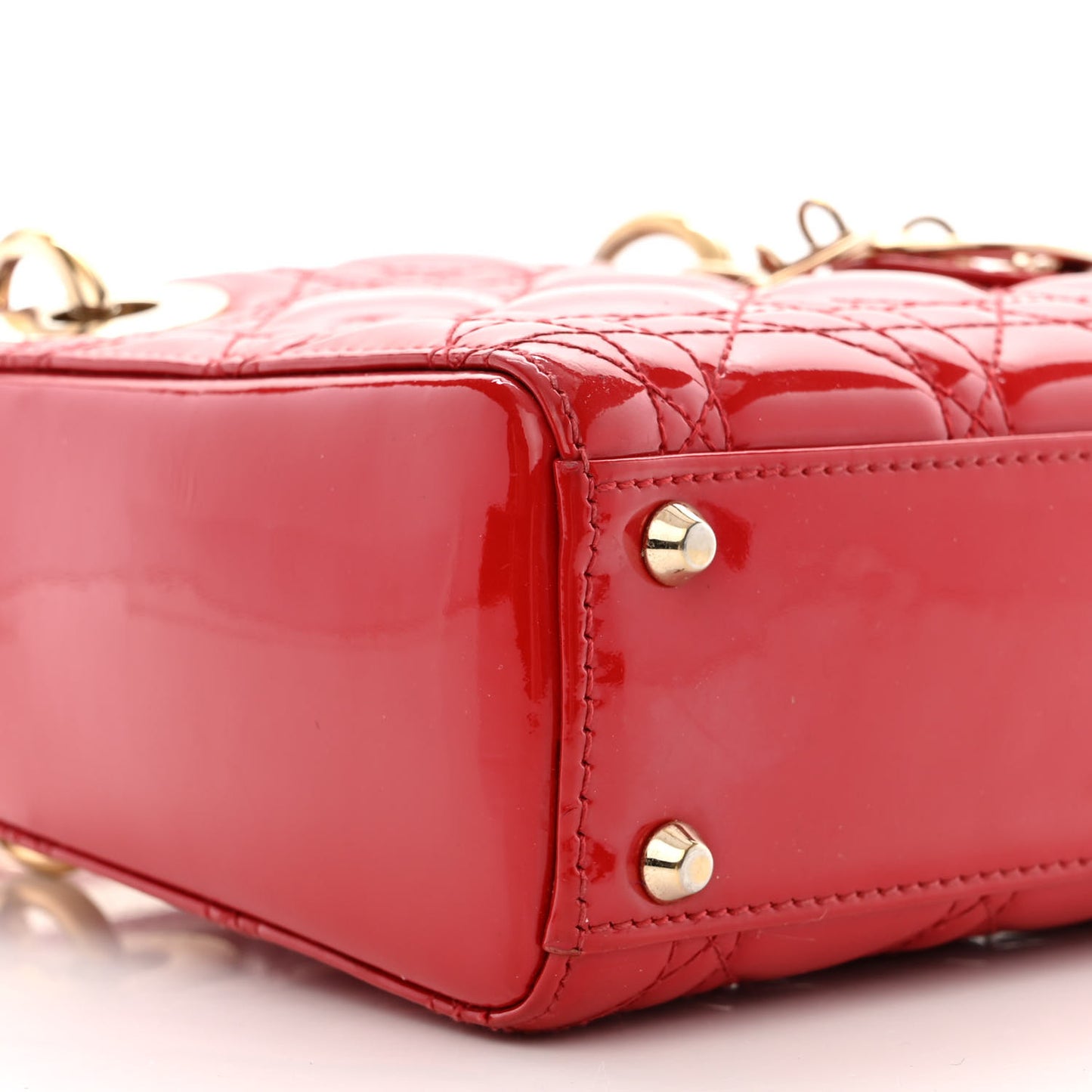 Patent Cannage Mini Lady Dior Red