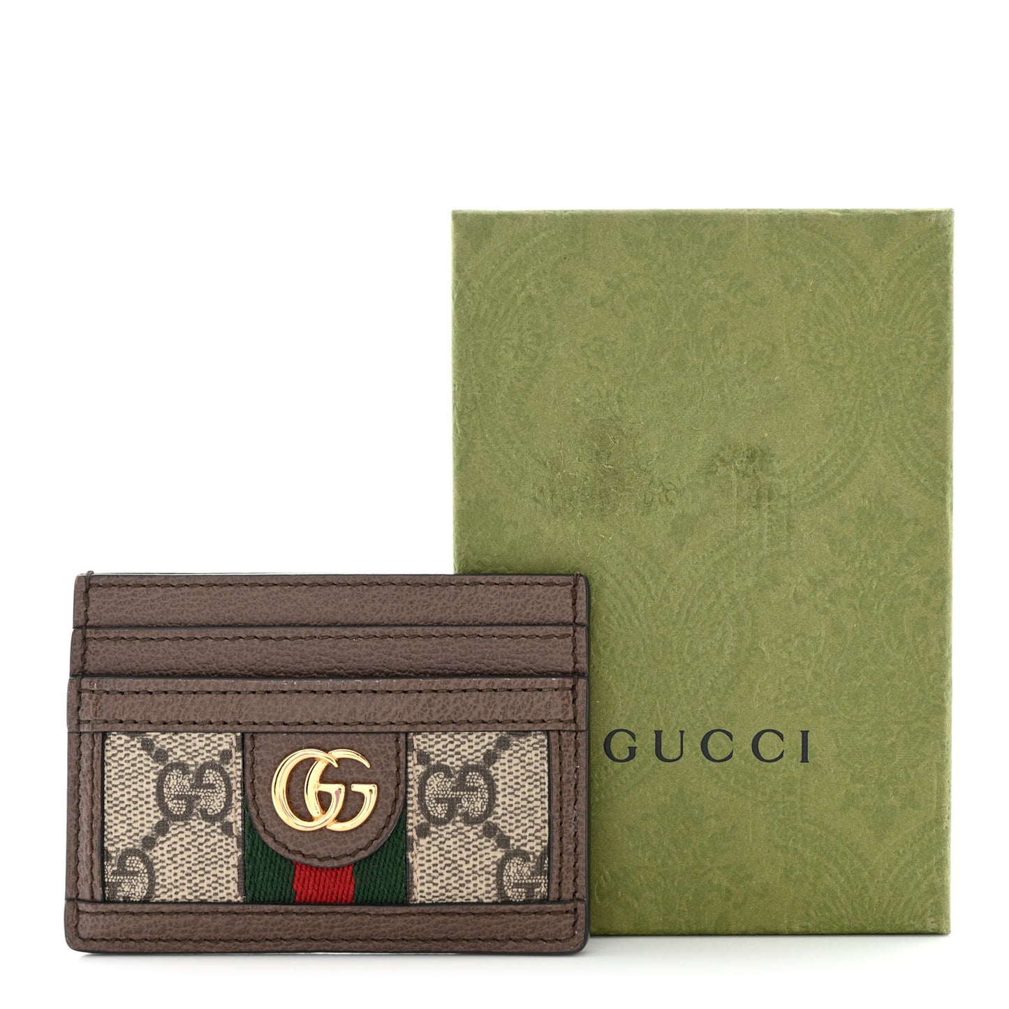 GG Supreme Monogram Ophidia Card Holder Brown