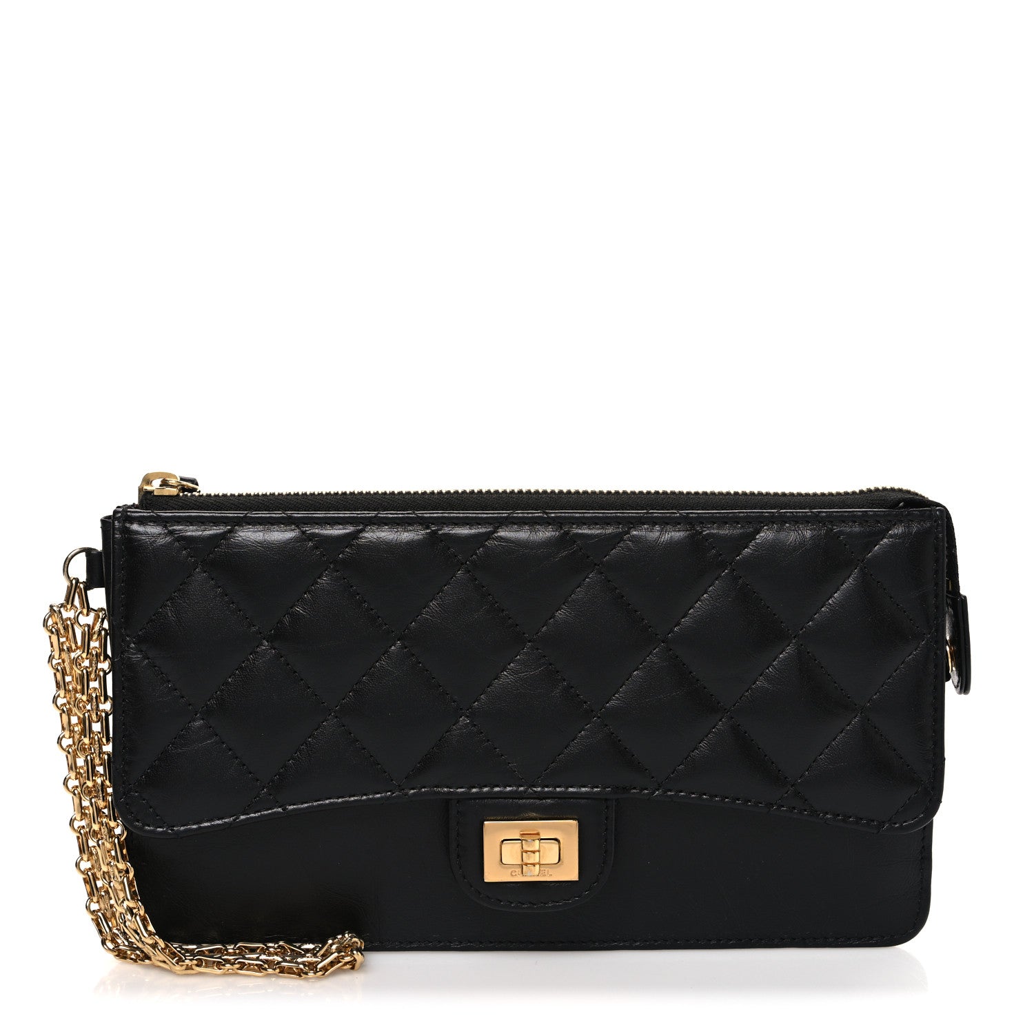 Chanel Aged Calfskin Quilted 2.55 Reissue Pouch With Chain Handle