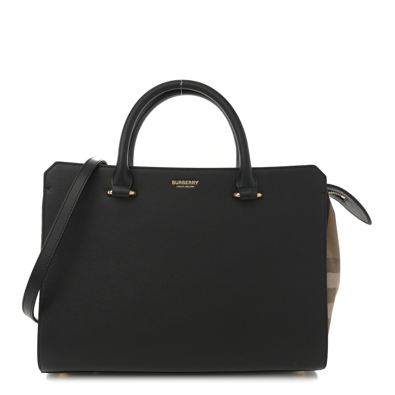 BURBERRY ハンドバッグ Burberry Calfskin Mega Check Small Banwell Tote Dark 1744774