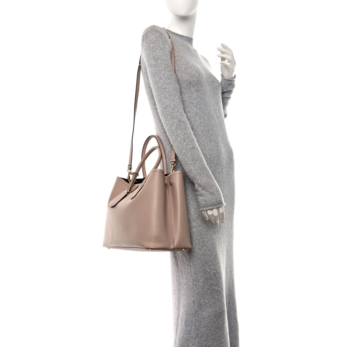 Saffiano Cuir Large Double Bag Cammeo