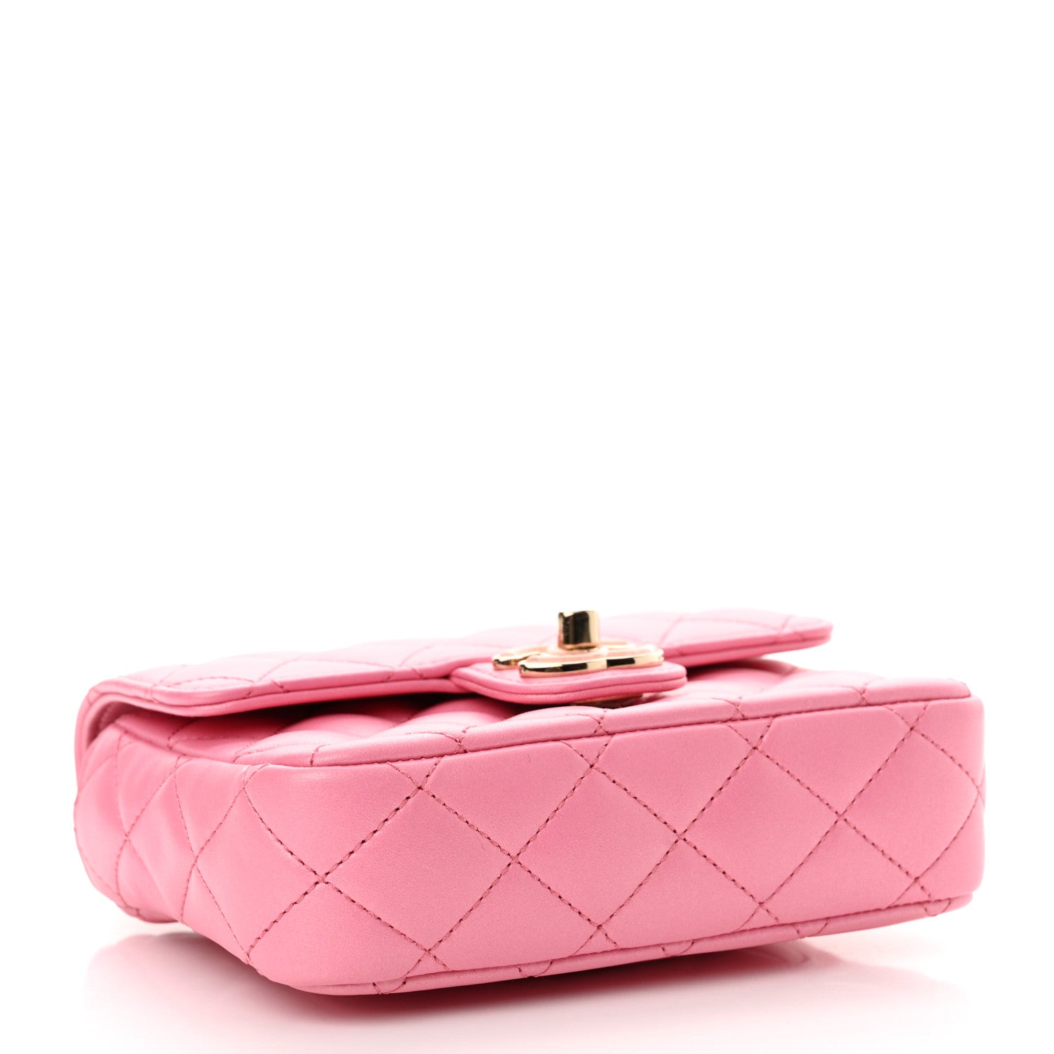 Chanel Lambskin Resin Quilted Mini Heart Square Flap Pink 4 of 11