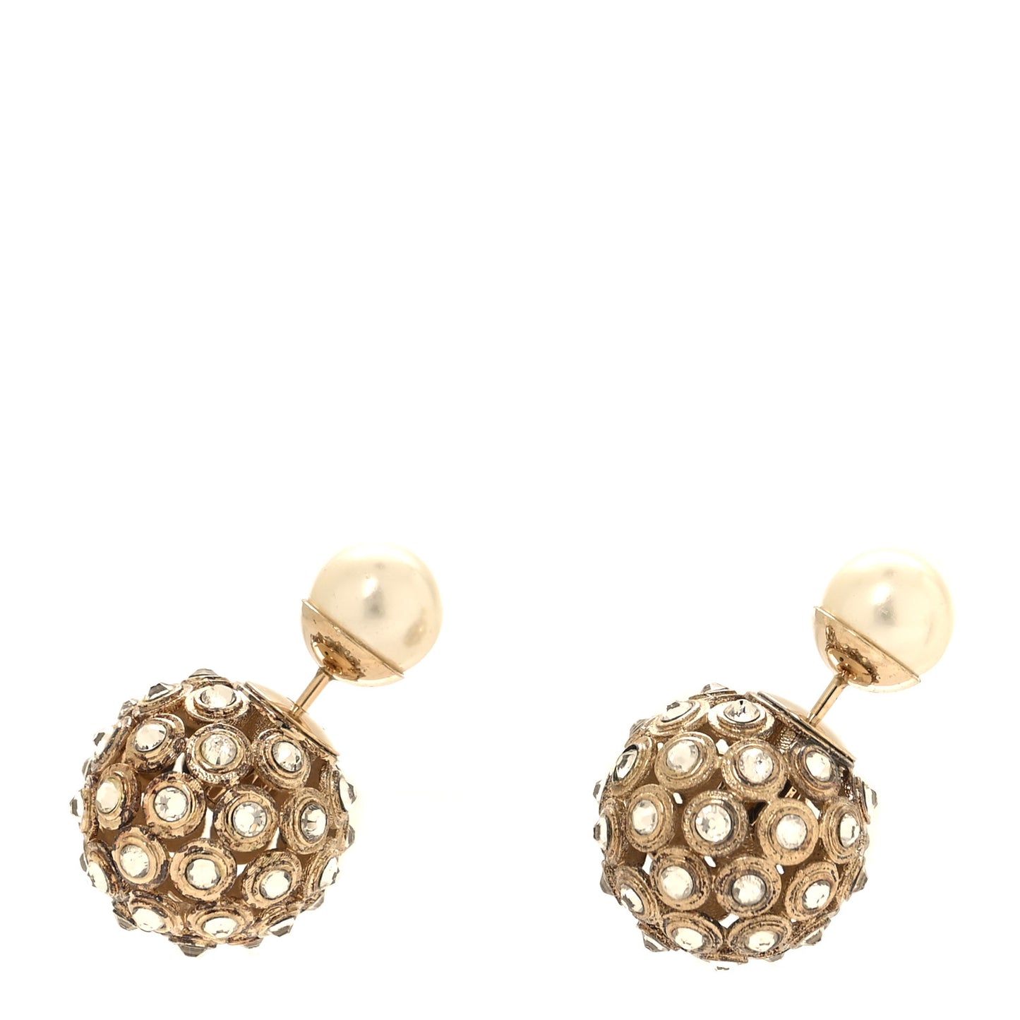 Crystal Pearl Dior Tribales Earrings Gold