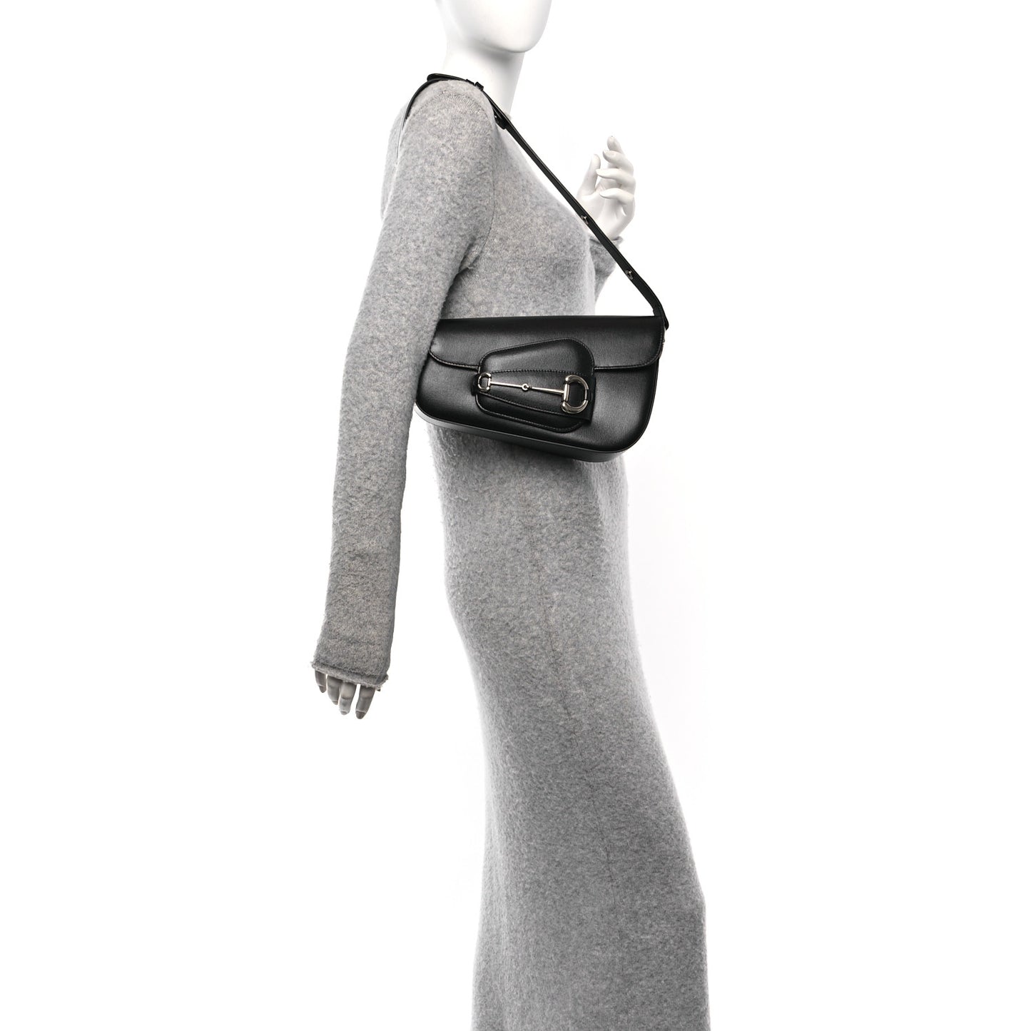Calfskin Small Horsebit 1955 Asymmetric Shoulder Bag Black