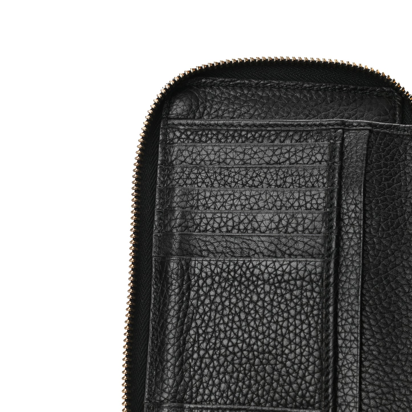 Pebbled Calfskin Medium Soho Zip Around Wallet Black