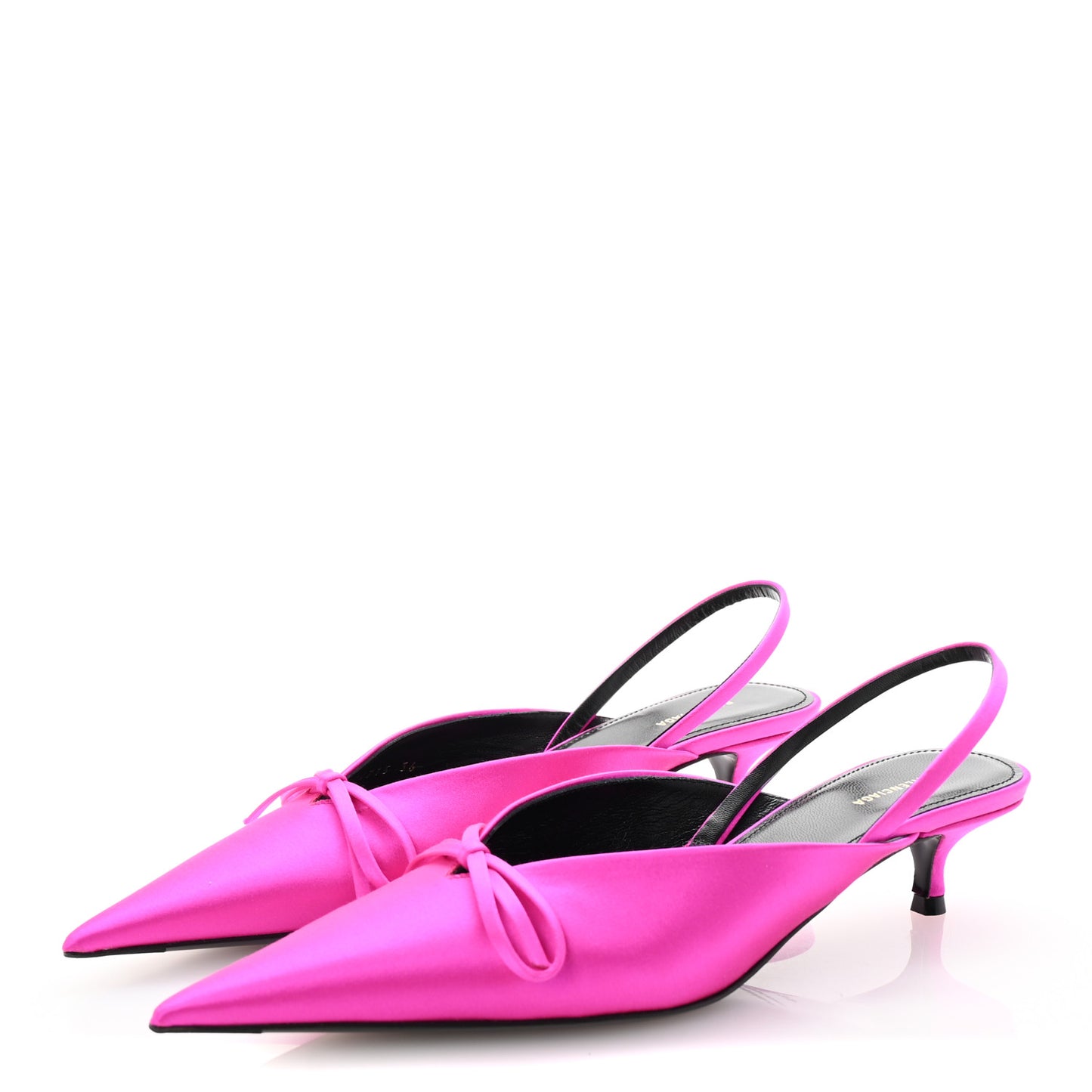 Satin Pointed Toe Knife Slingback 40mm Mules 36 Rose Fuchsia