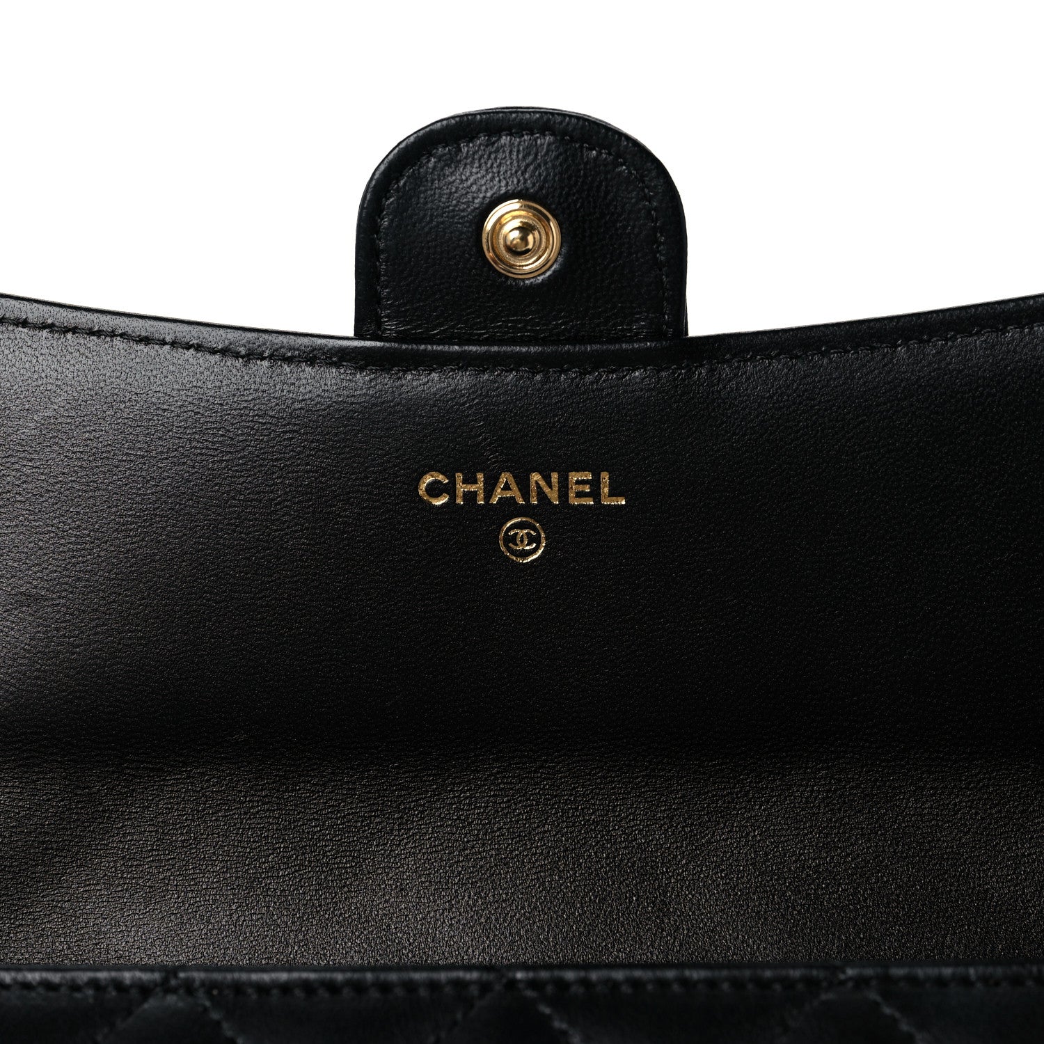 Chanel Lambskin Quilted Large Gusset Flap Wallet Black 6 of 9