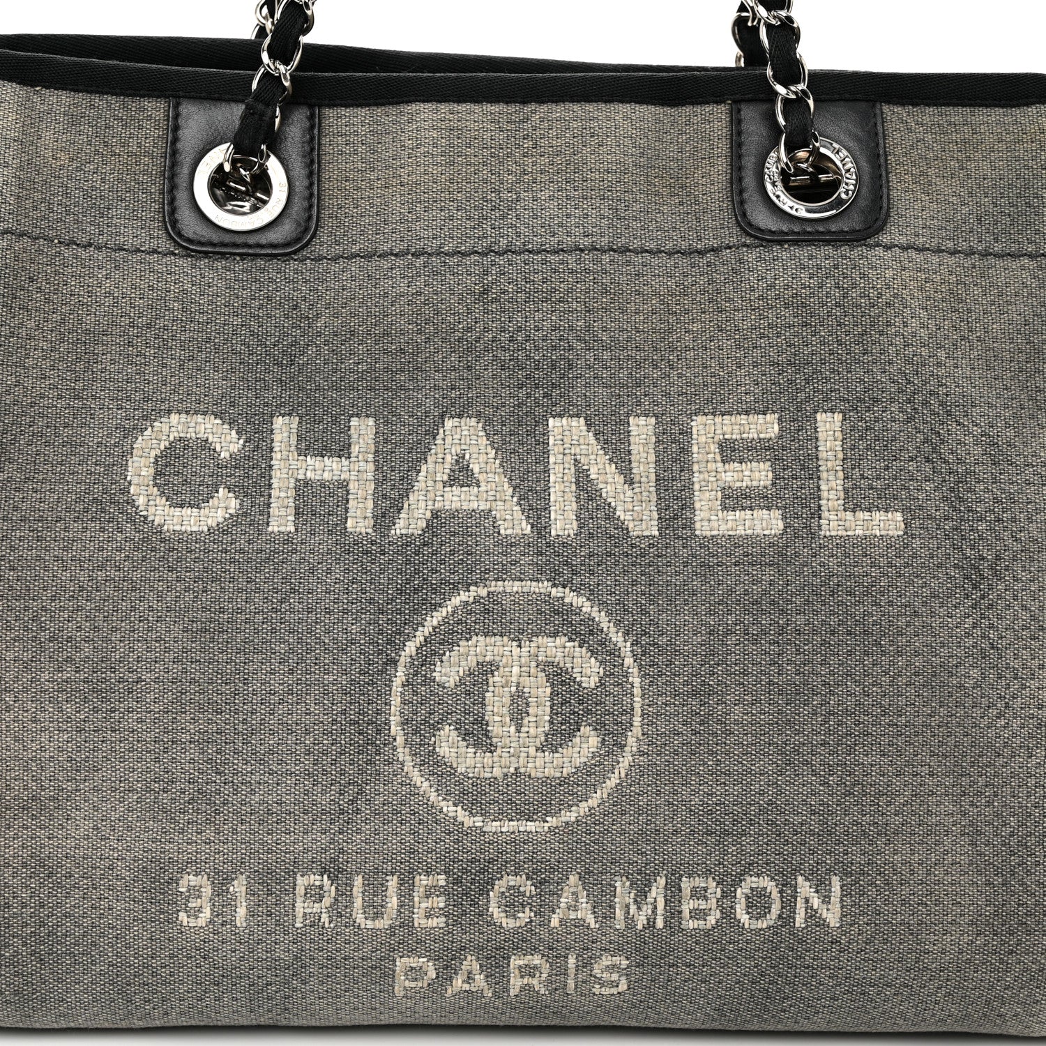 Chanel Canvas Small Deauville Tote Grey 8 of 13