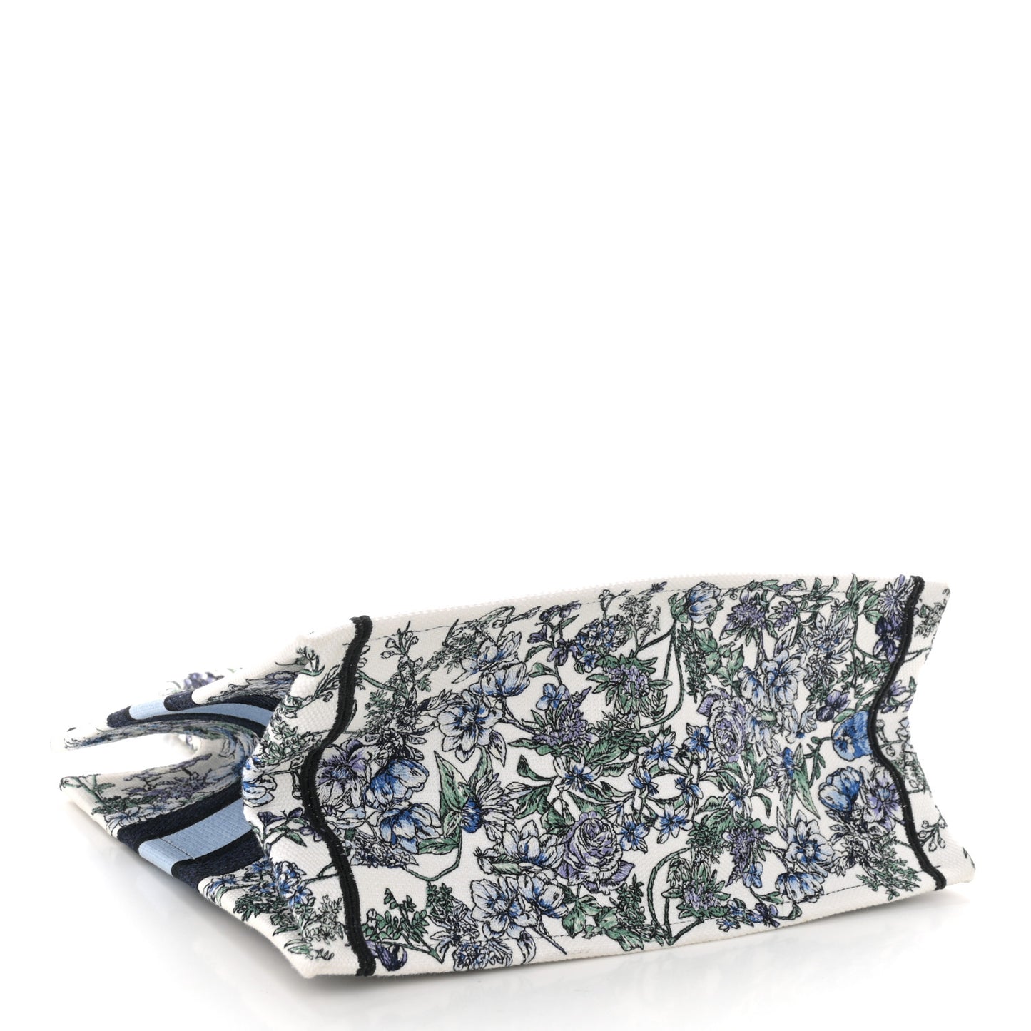 Canvas Embroidered Medium Flowers Book Tote Blue