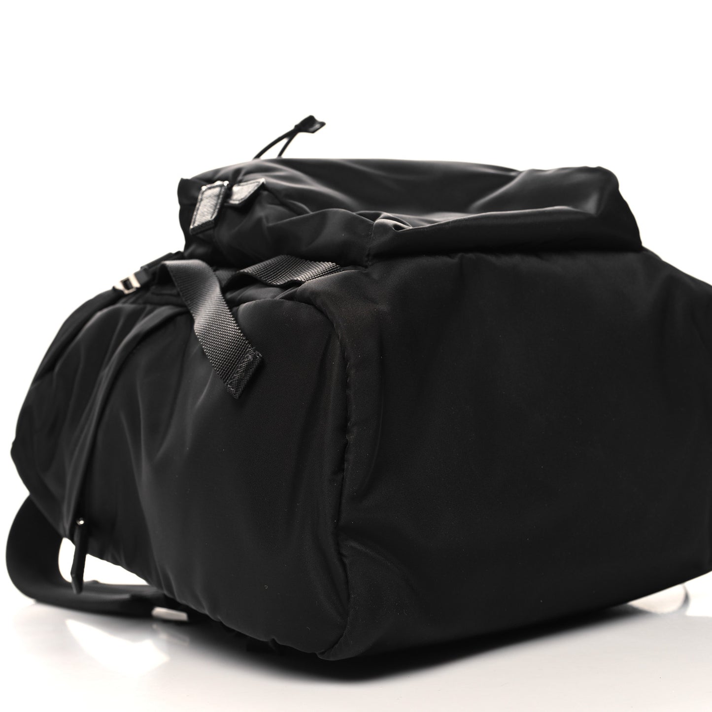 Re-Nylon Saffiano Logo Double Buckle Backpack Black